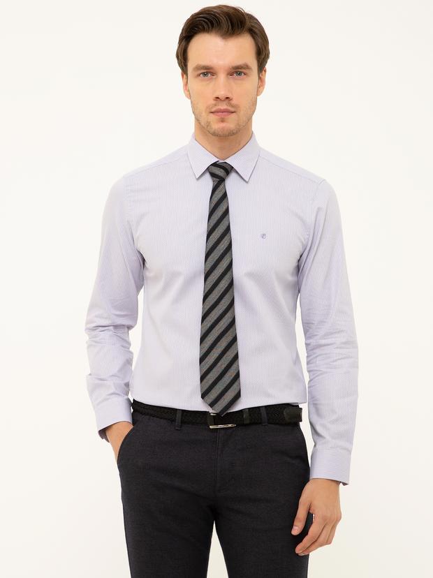 Lila Slim Fit Uzun Kollu Gömlek
