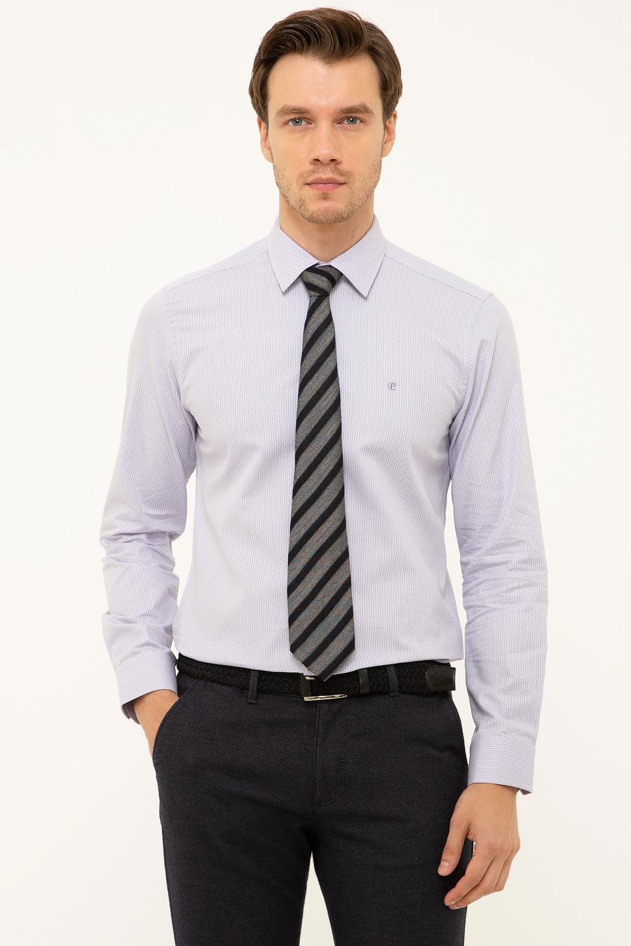 Lila Slim Fit Uzun Kollu Gömlek - 50199631005