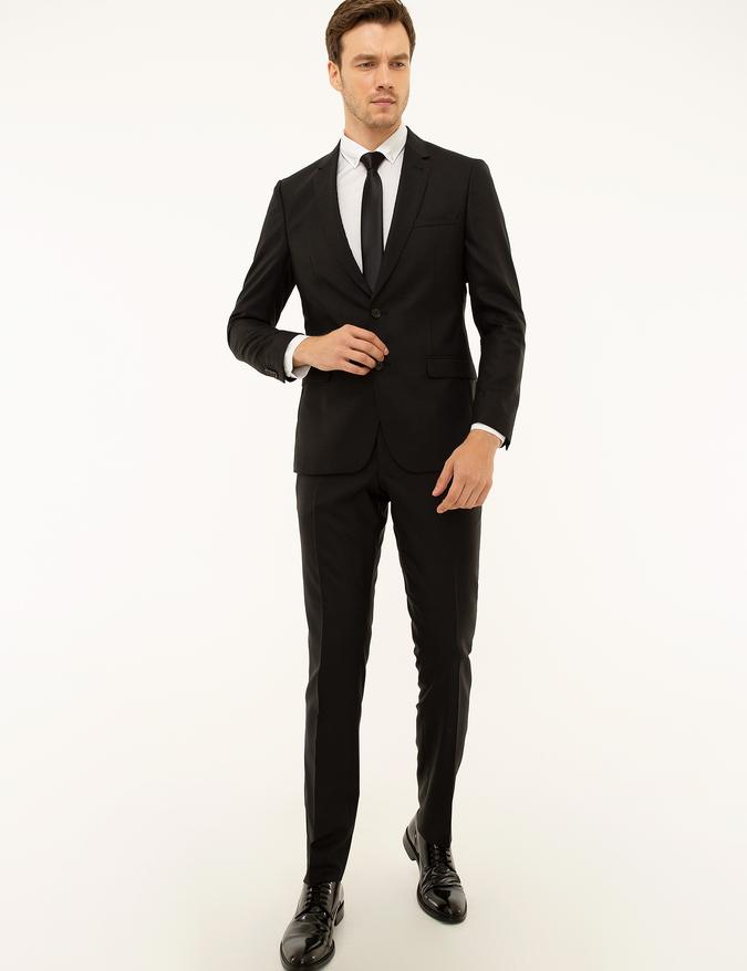 Siyah Slim Fit Smokin Damatlık