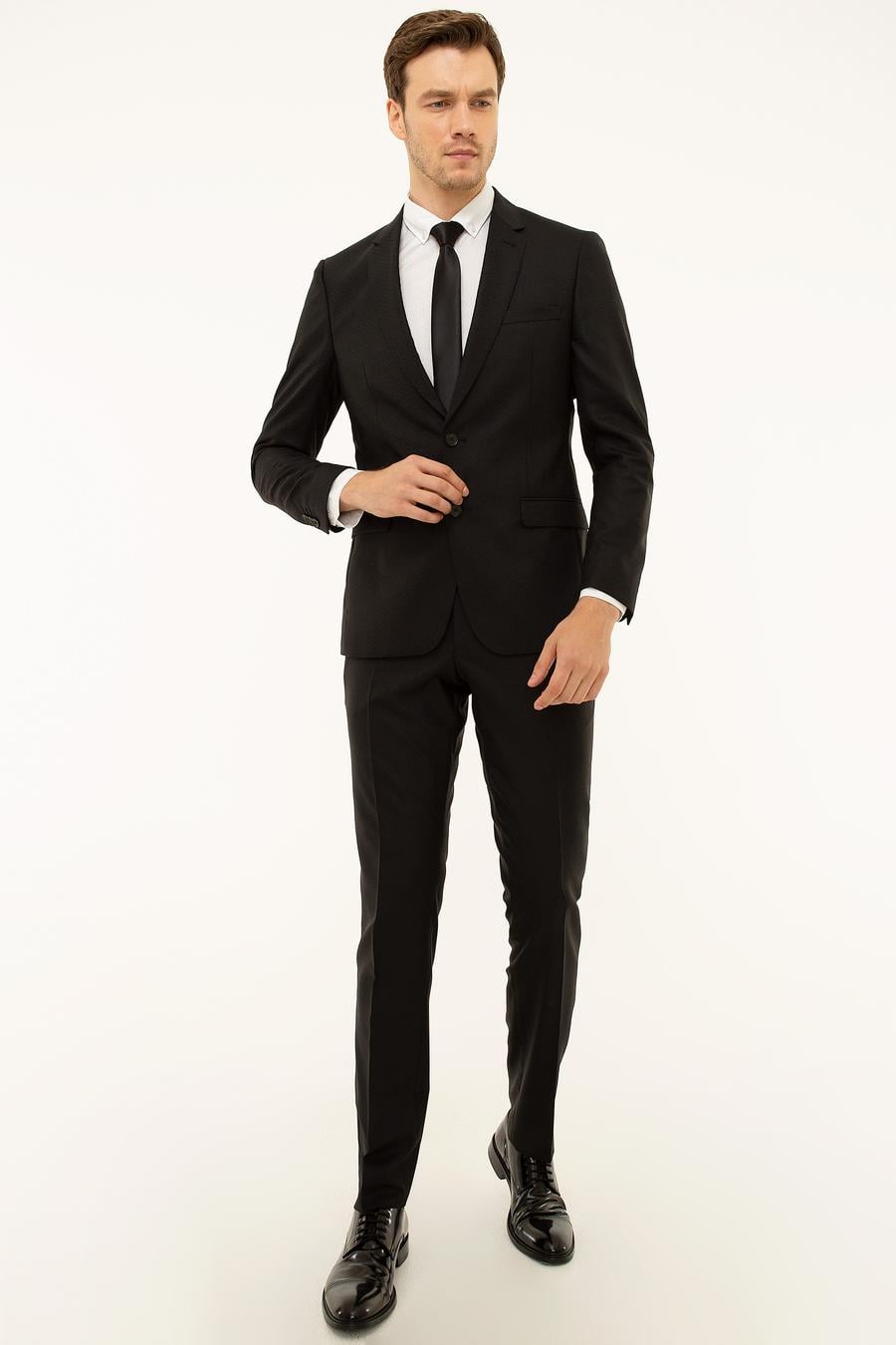 Siyah Slim Fit Smokin Damatlık - 50194218017