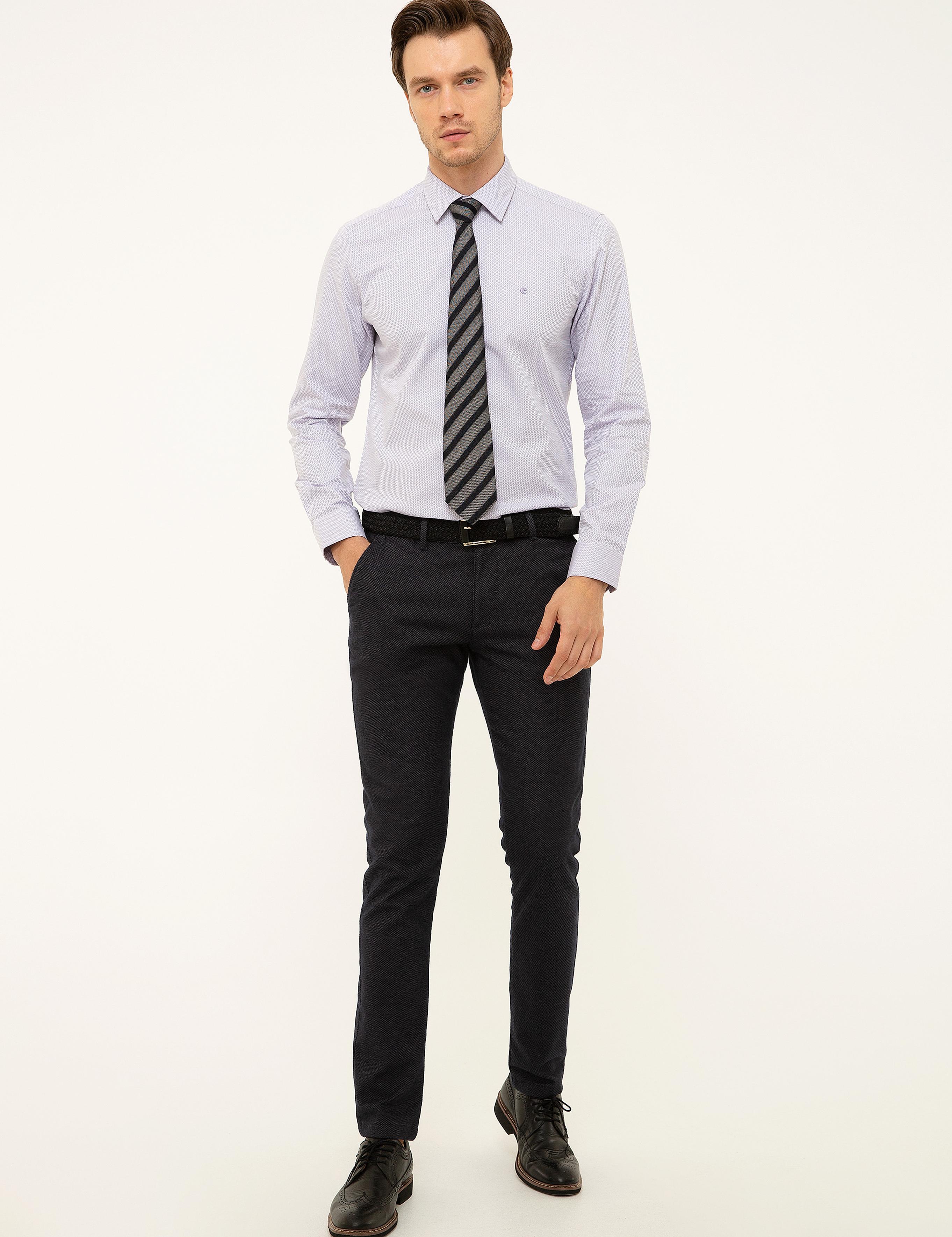 Lila Slim Fit Uzun Kollu Gömlek - 50199631005