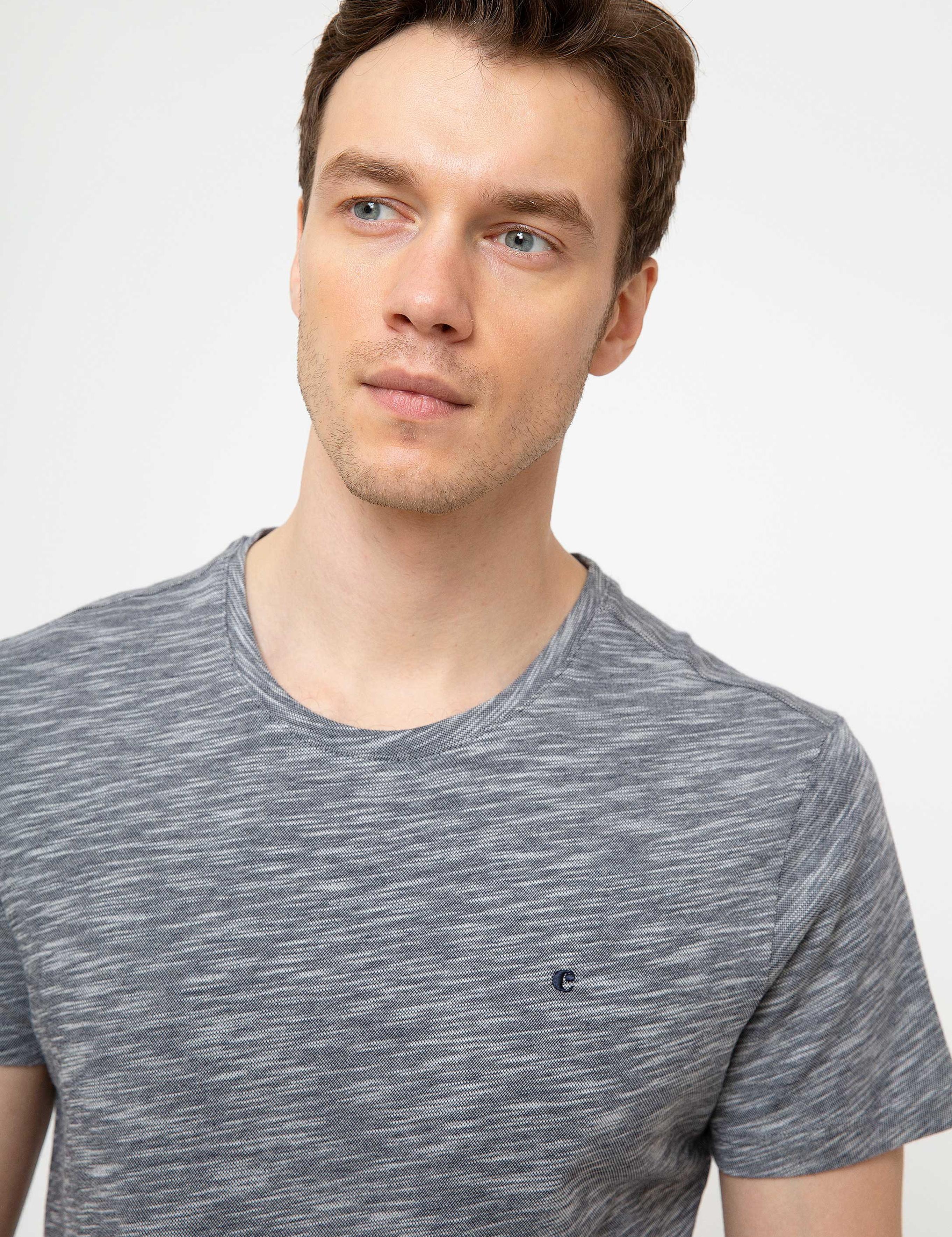 Lacivert Bisiklet Yaka T-Shirt - 50202501035