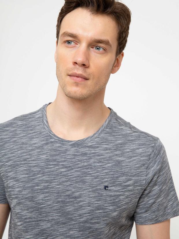Lacivert Bisiklet Yaka T-Shirt