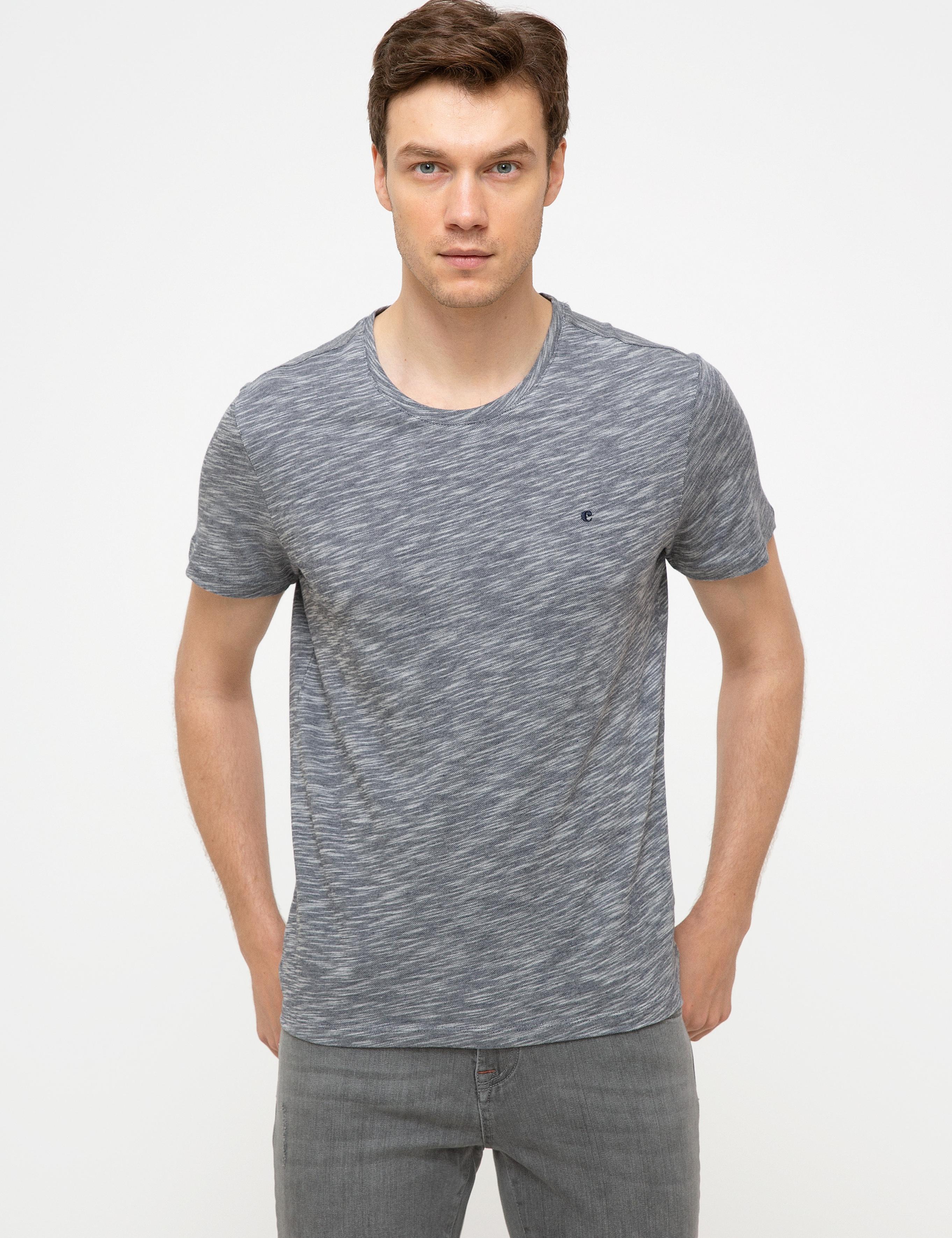 Lacivert Bisiklet Yaka T-Shirt - 50202501035