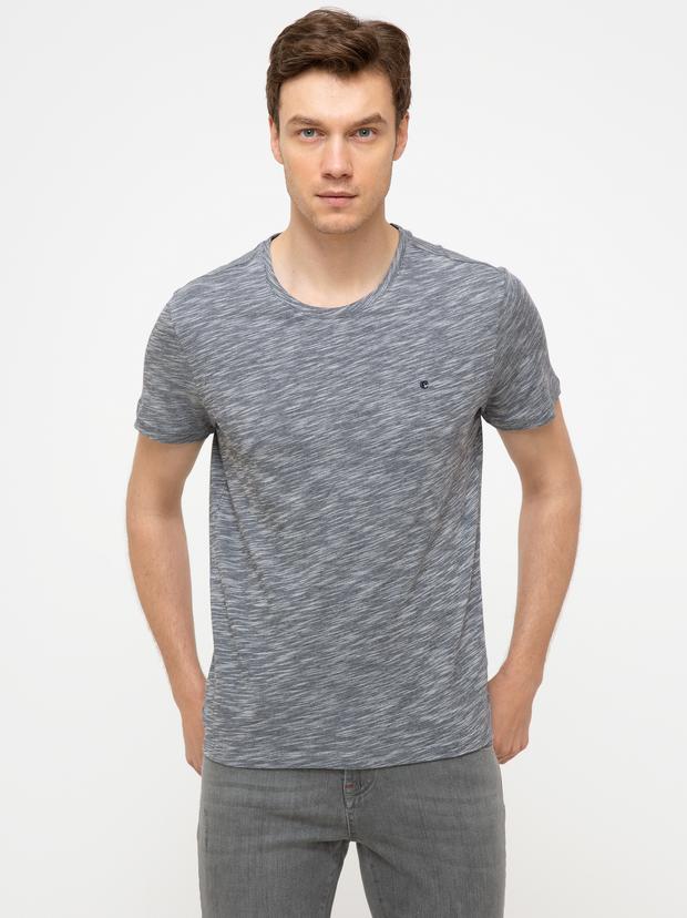 Lacivert Bisiklet Yaka T-Shirt
