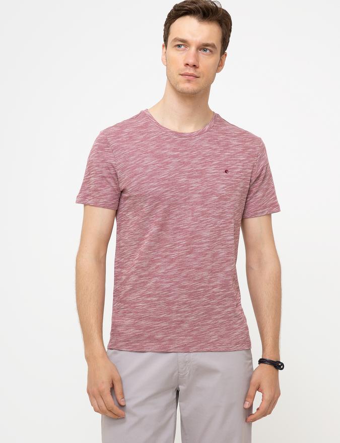Bordo Bisiklet Yaka T-Shirt