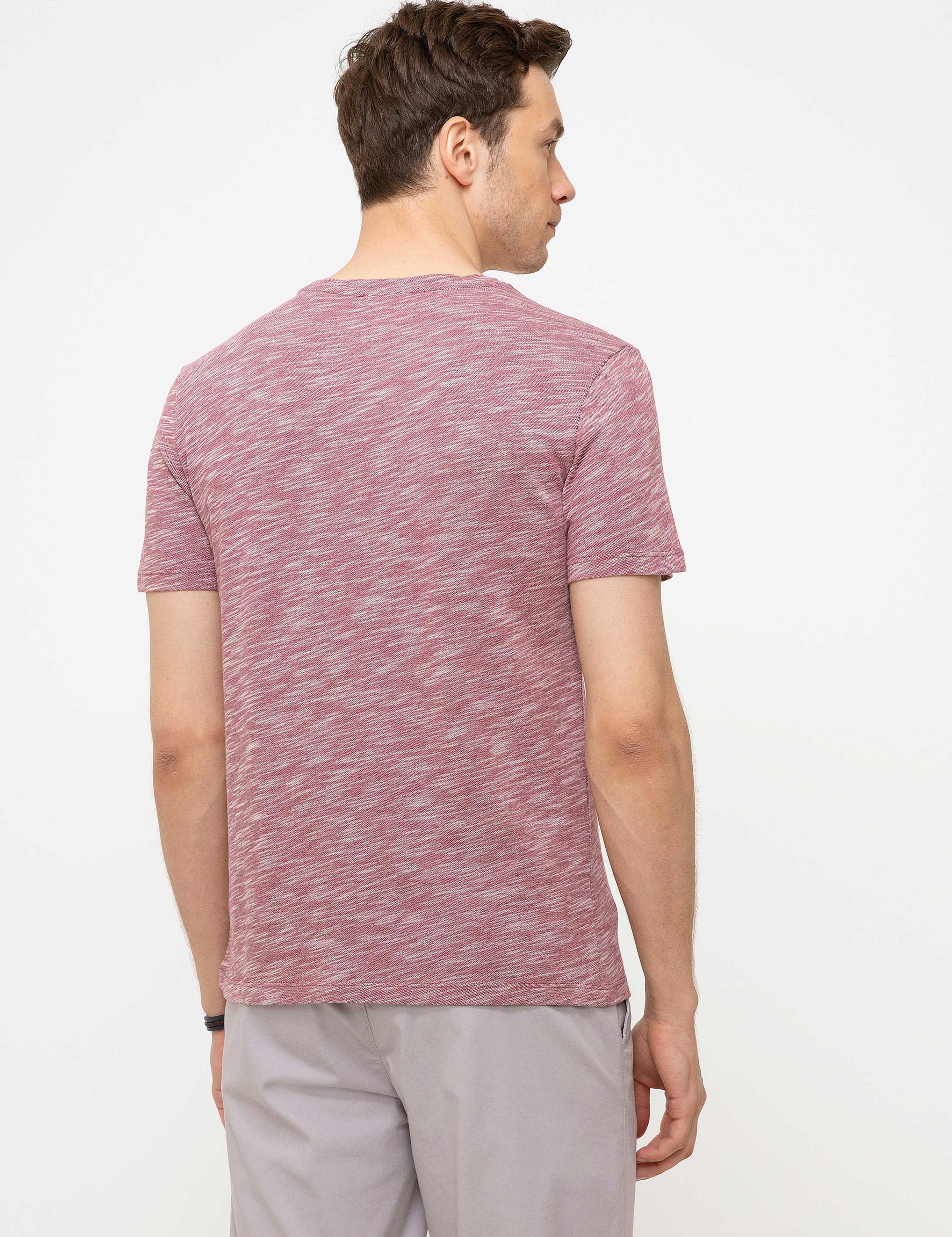 Bordo Bisiklet Yaka T-Shirt - 50202501055