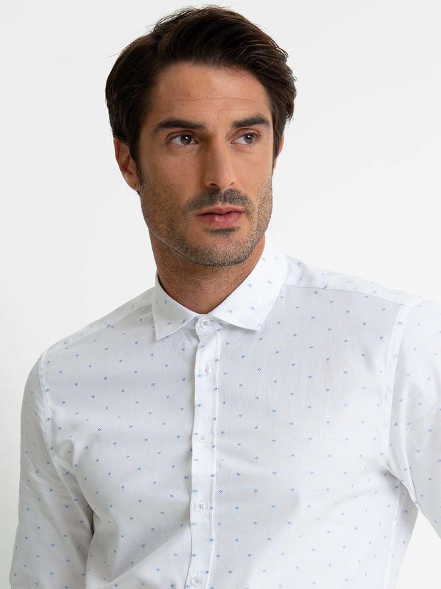 Beyaz Slim Fit Uzun Kollu Gömlek