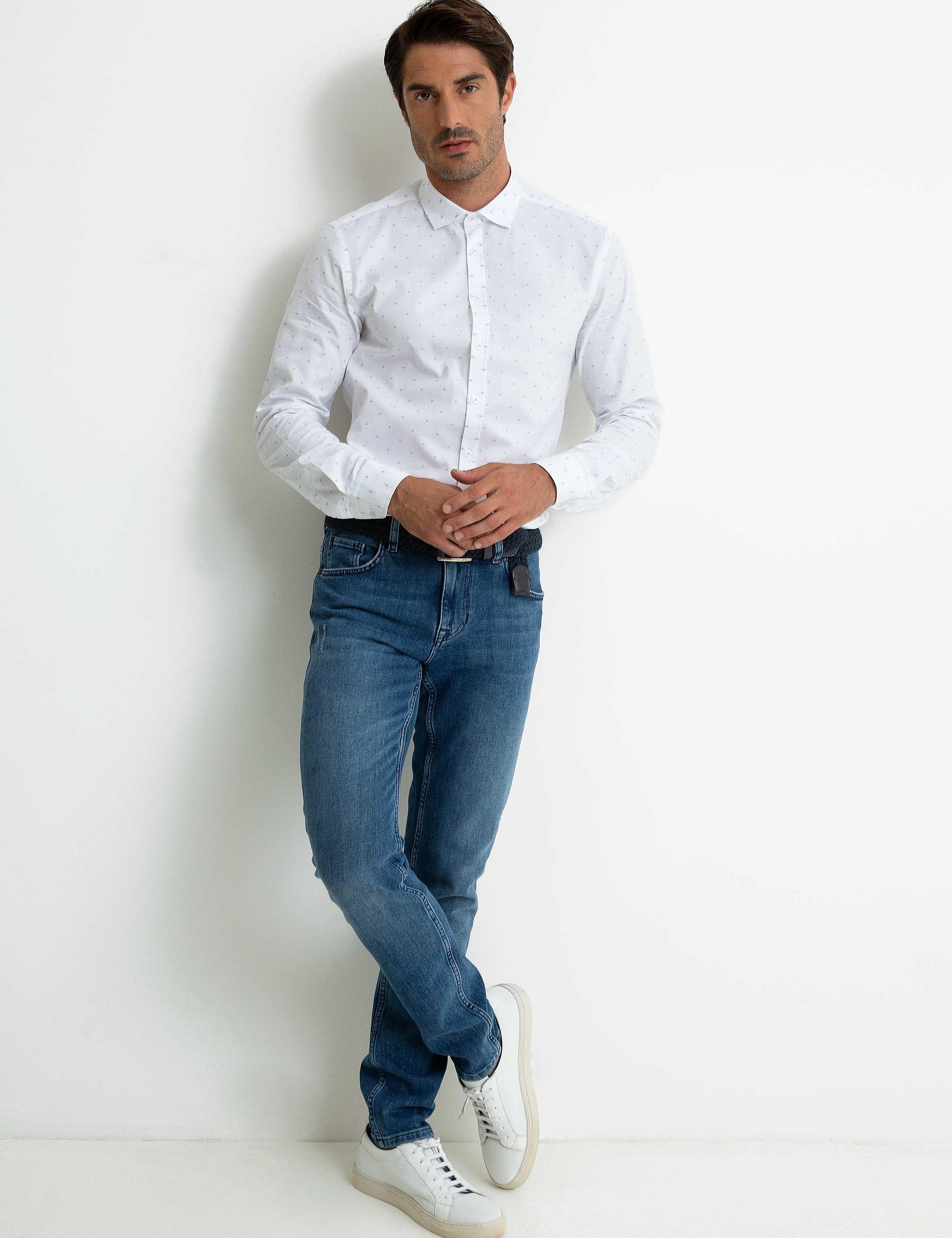 Beyaz Slim Fit Uzun Kollu Gömlek - 50192993005