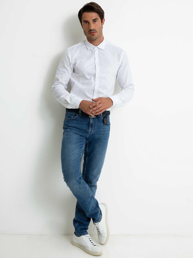 Beyaz Slim Fit Uzun Kollu Gömlek