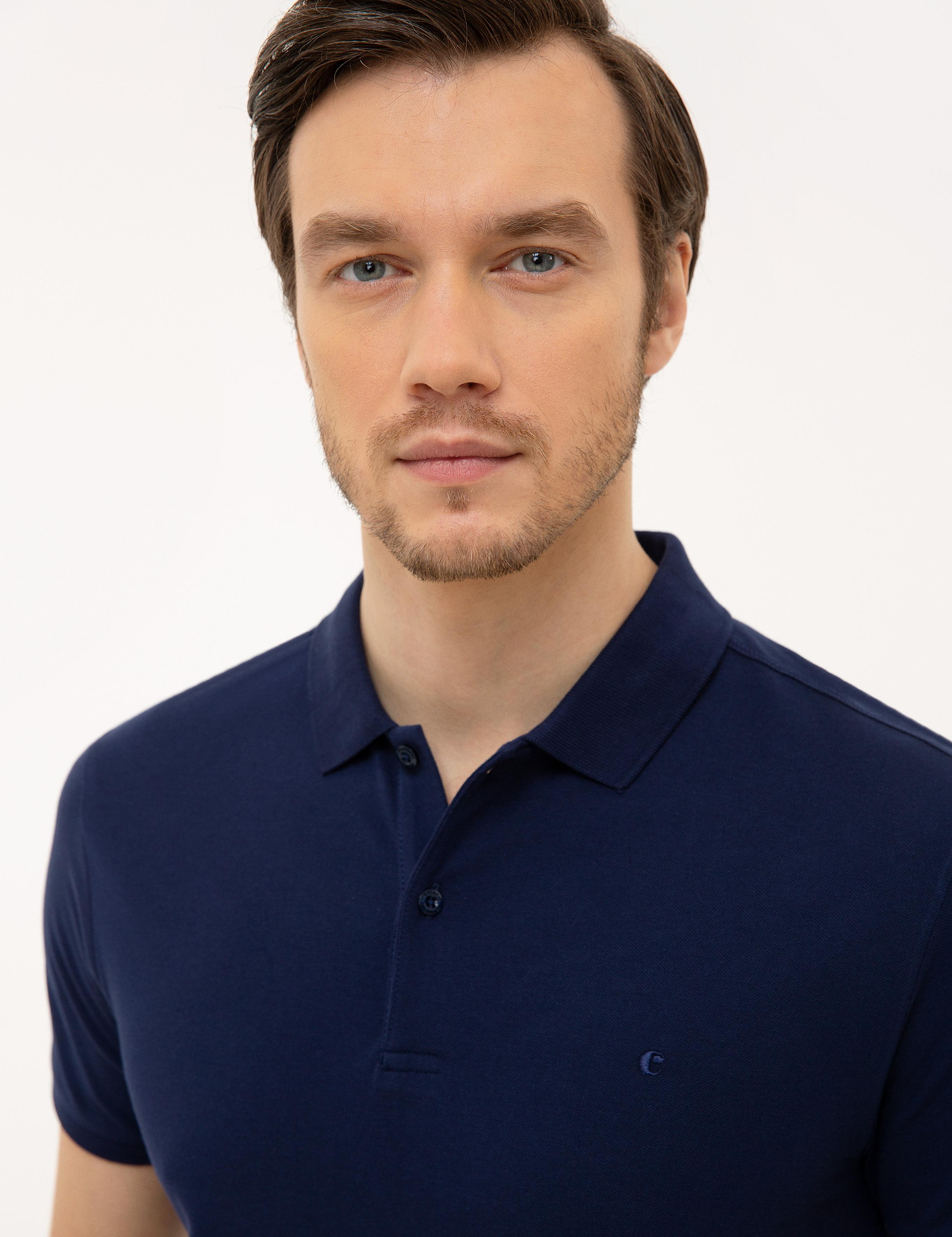 Lacivert Polo Yaka Basic T-Shirt - 50226962079