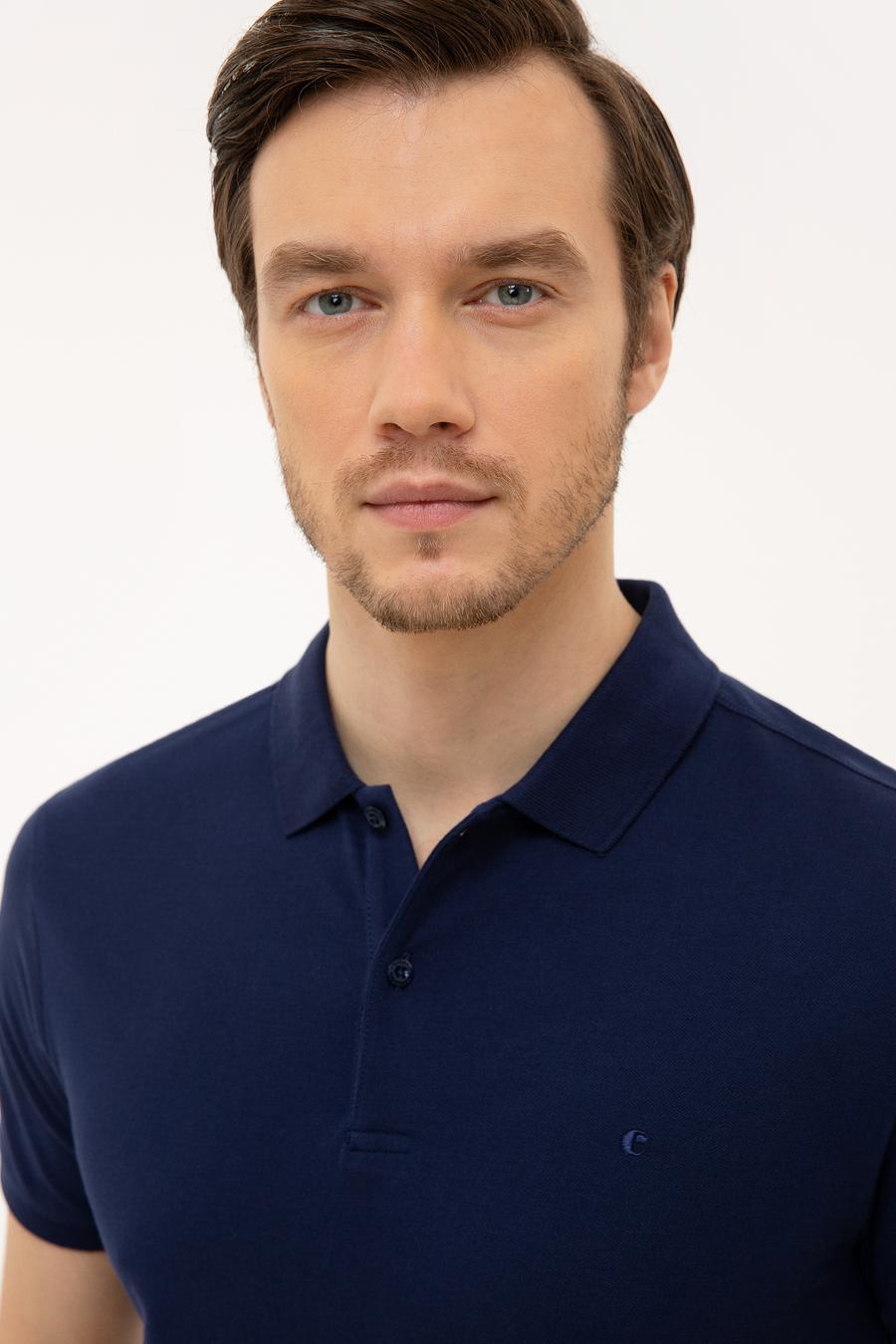 Lacivert Polo Yaka Basic T-Shirt - 50226962079