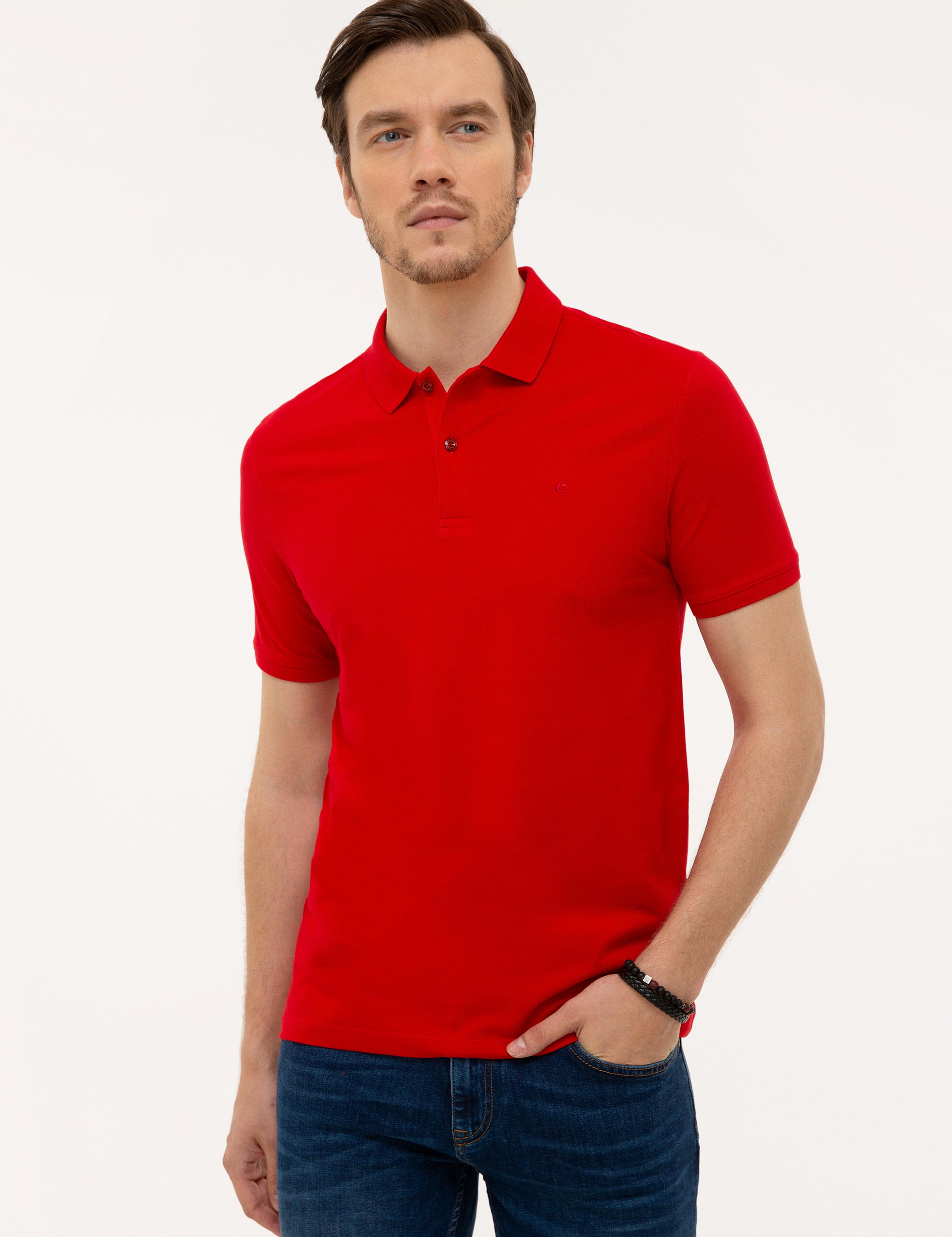 Kırmızı Polo Yaka Basic T-Shirt - 50226962068