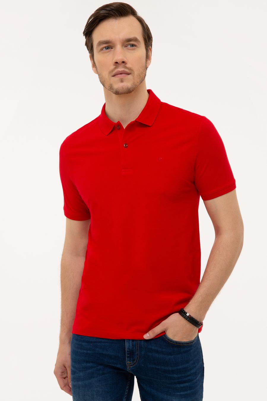 Kırmızı Polo Yaka Basic T-Shirt - 50226962068