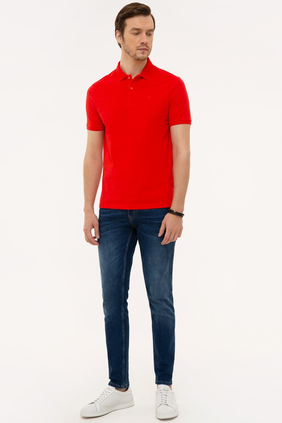 Nar Çiçeği Polo Yaka Basic T-Shirt - 50226962088