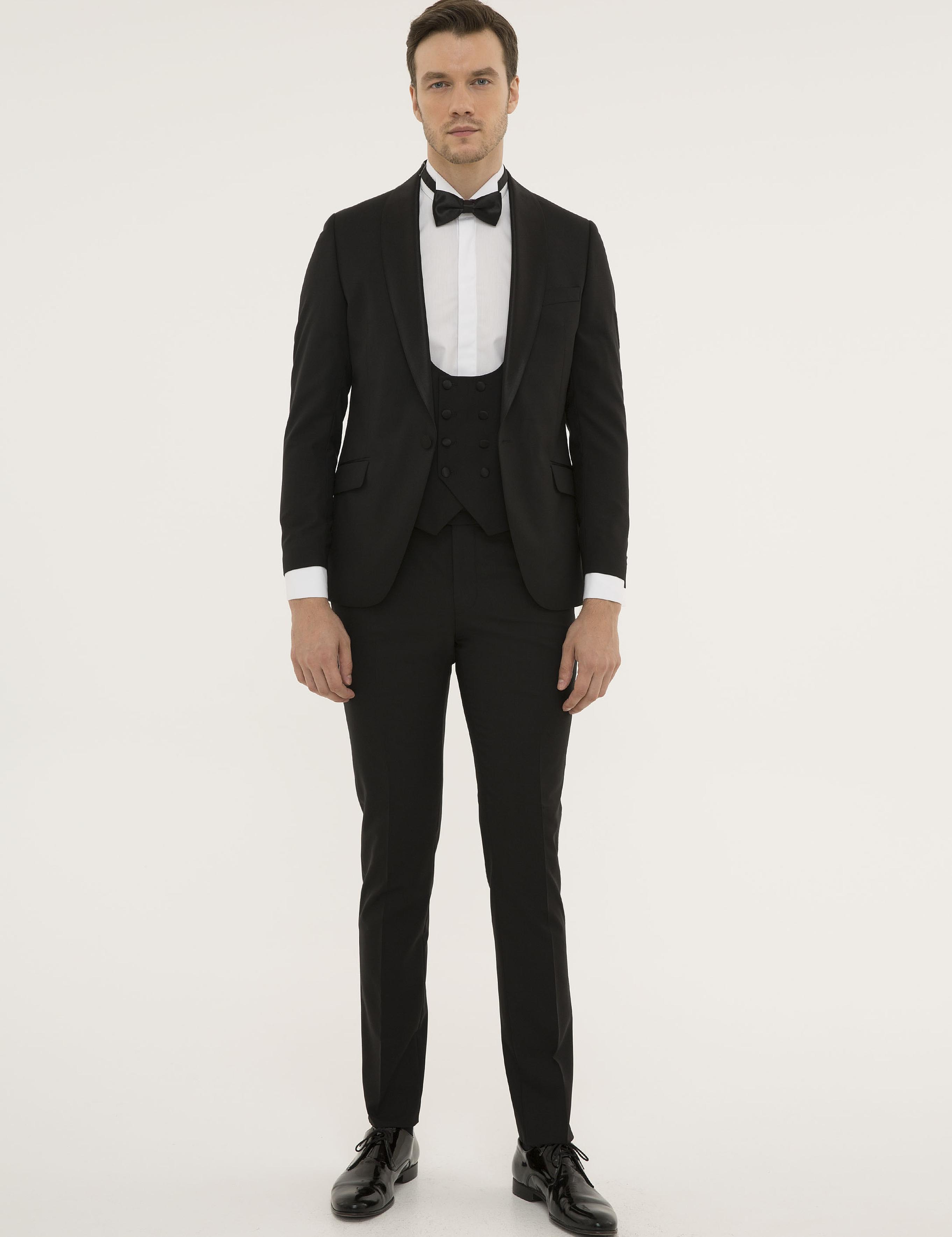 Siyah Ex. Slim Fit Smokin Damatlık - 50223863011