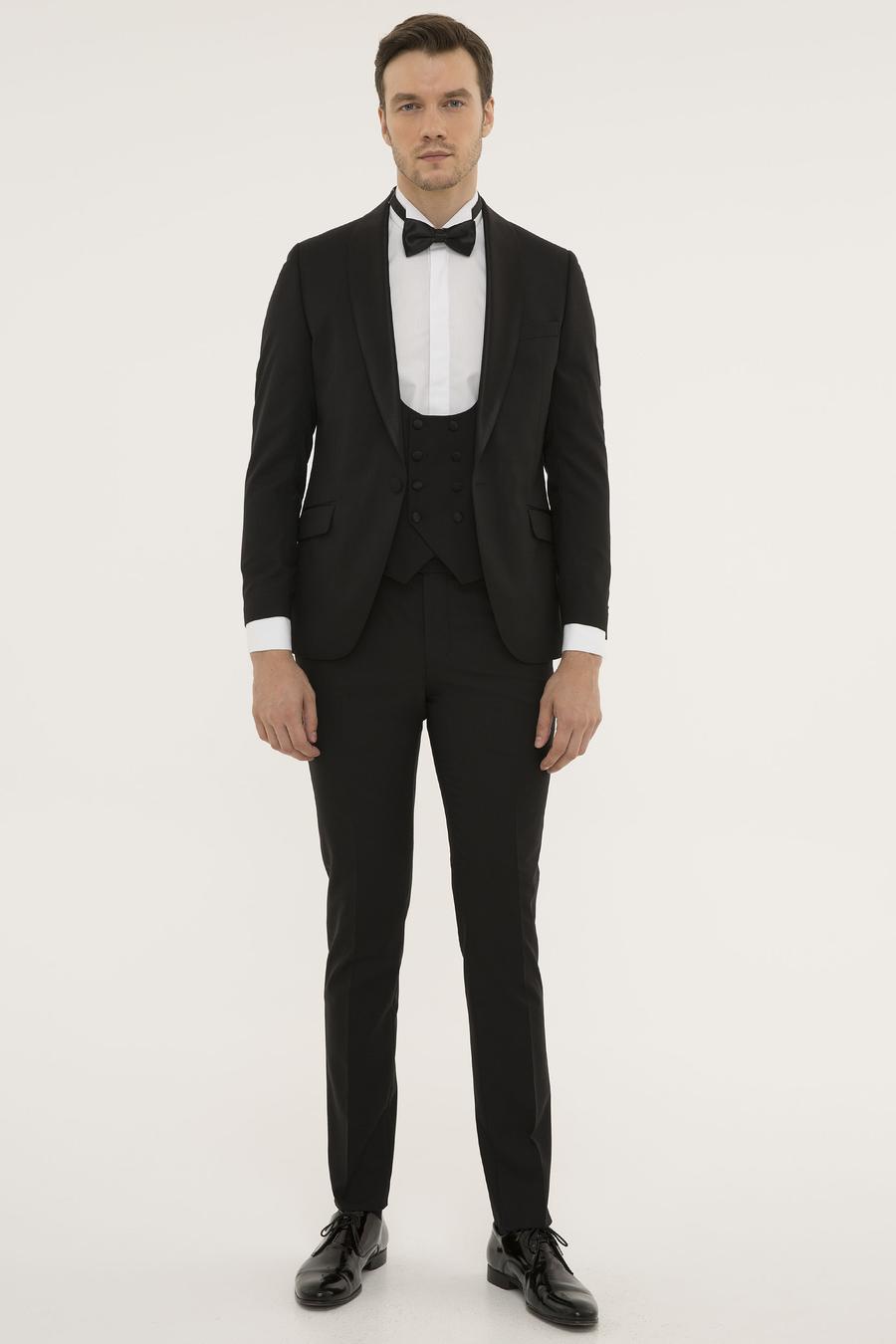 Siyah Ex. Slim Fit Smokin Damatlık - 50223863011