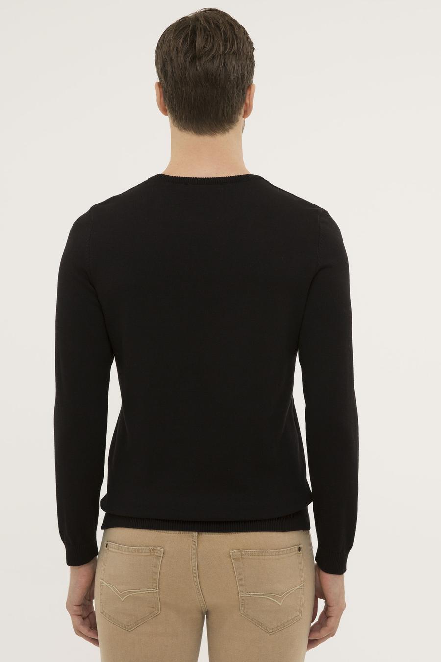 Siyah Slim Fit Bisiklet Yaka Basic Triko Kazak - 50229585011