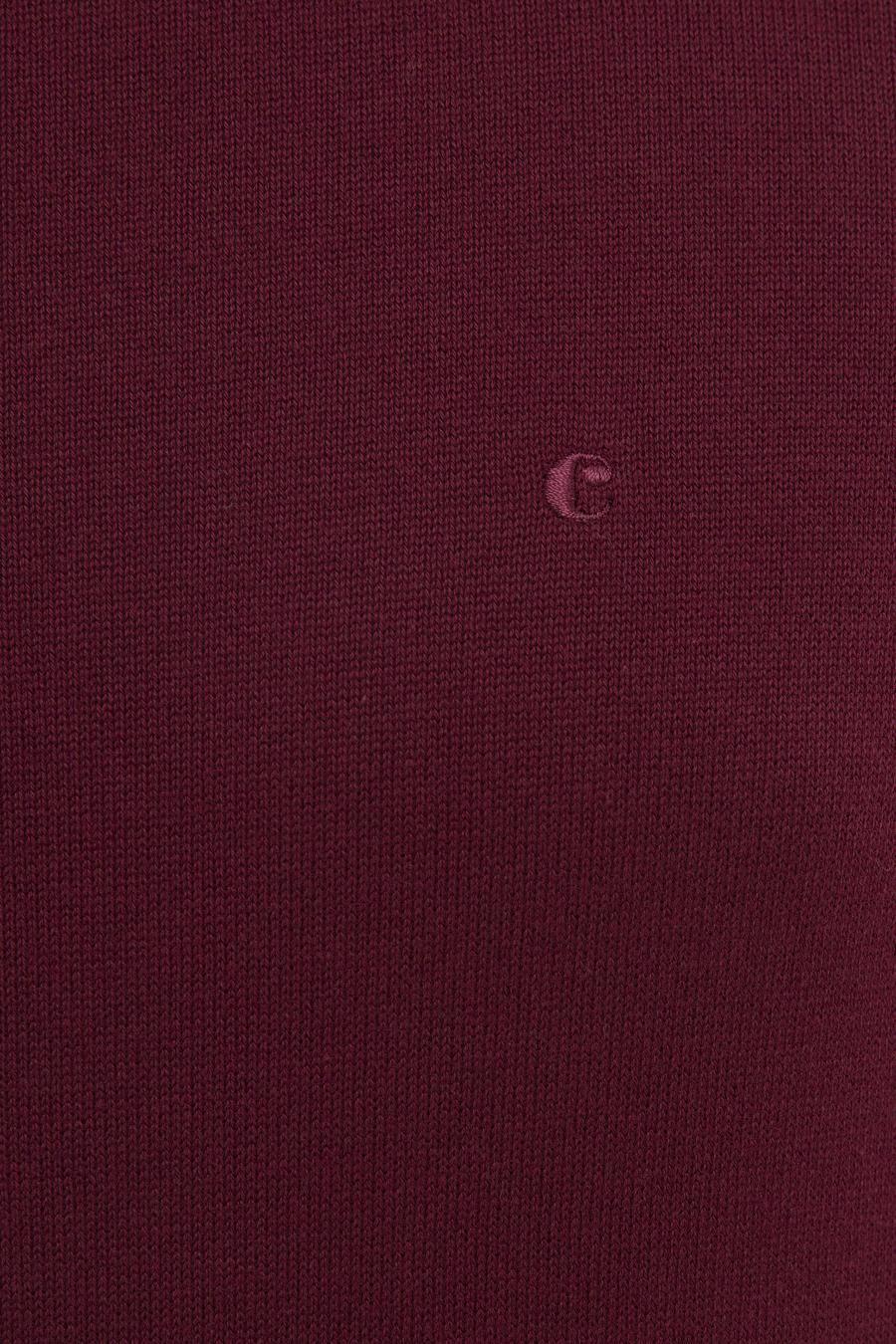 Bordo Slim Fit Bisiklet Yaka Basic Triko Kazak - 50229585059