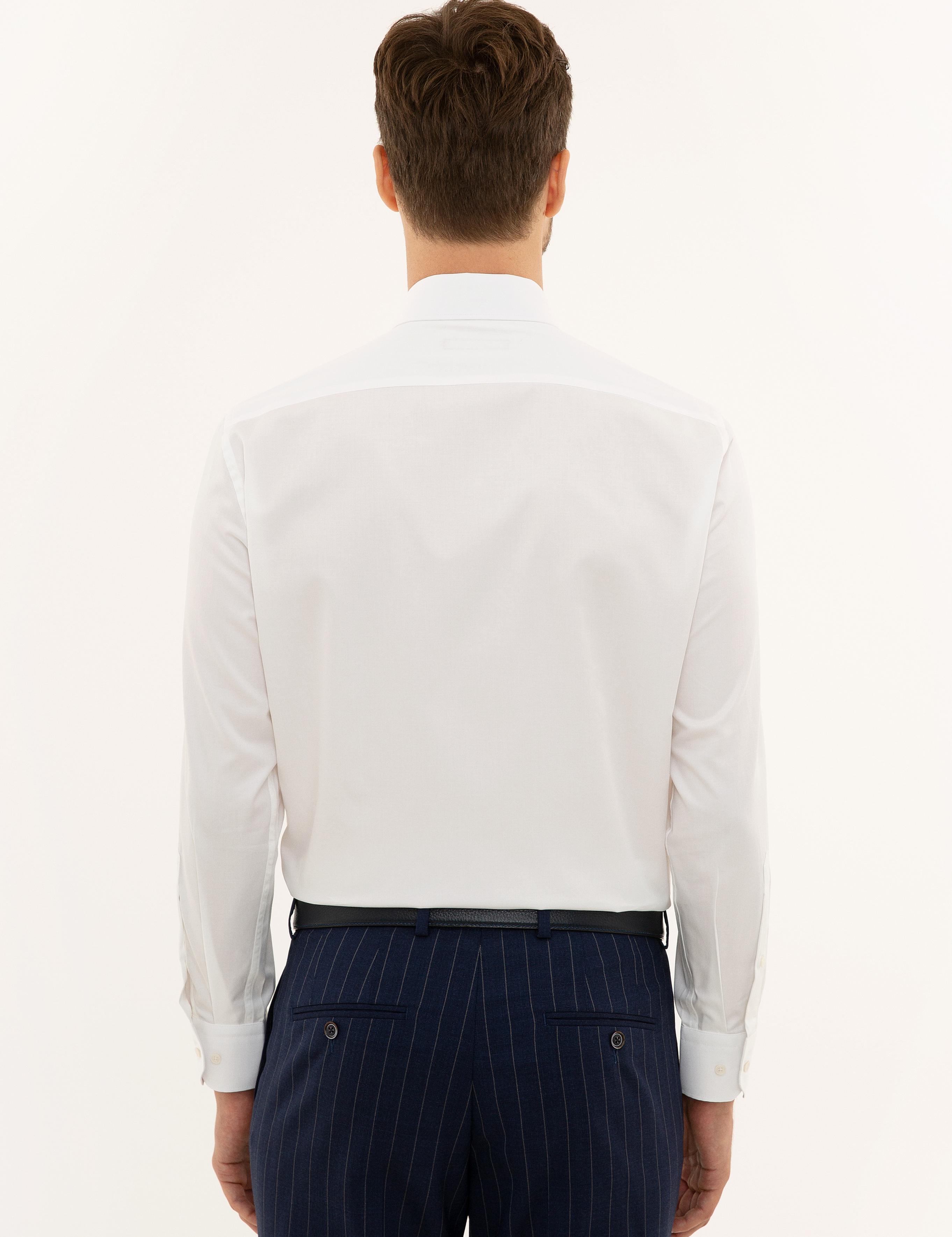 Beyaz Modern Fit Uzun Kollu Basic Gömlek - 50223149017