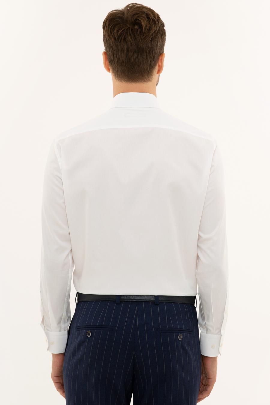 Beyaz Modern Fit Uzun Kollu Basic Gömlek - 50223149017