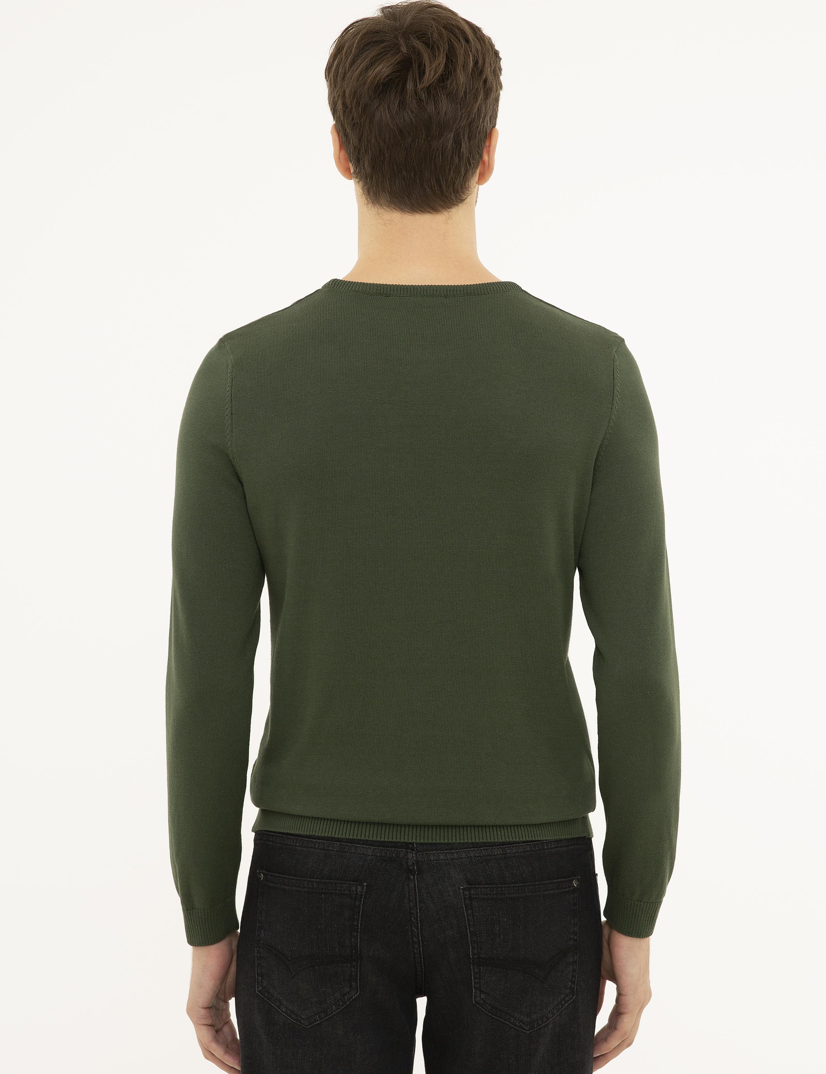 Haki Slim Fit Bisiklet Yaka Basic Triko Kazak - 50229585080