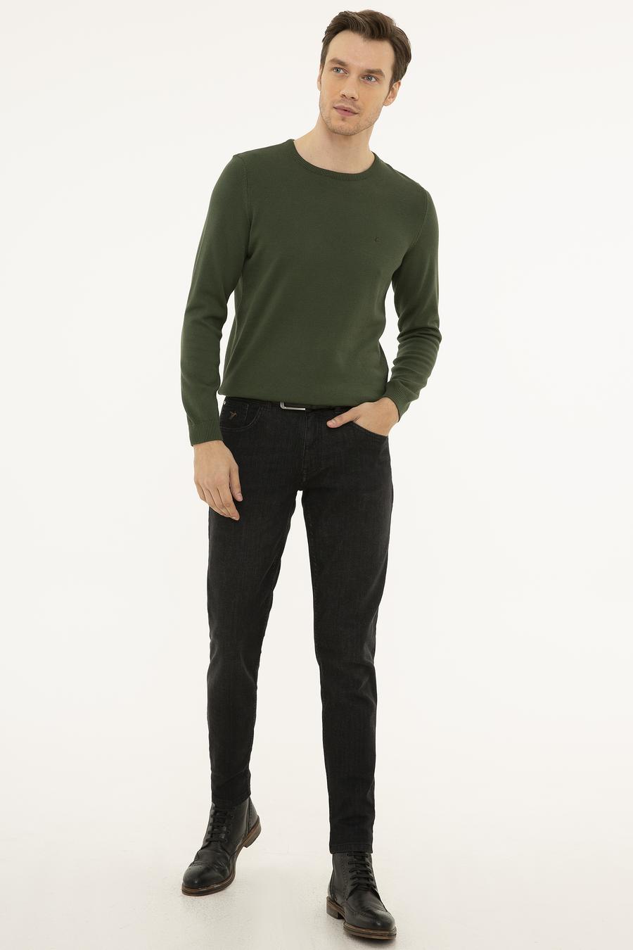 Haki Slim Fit Bisiklet Yaka Basic Triko Kazak - 50229585080