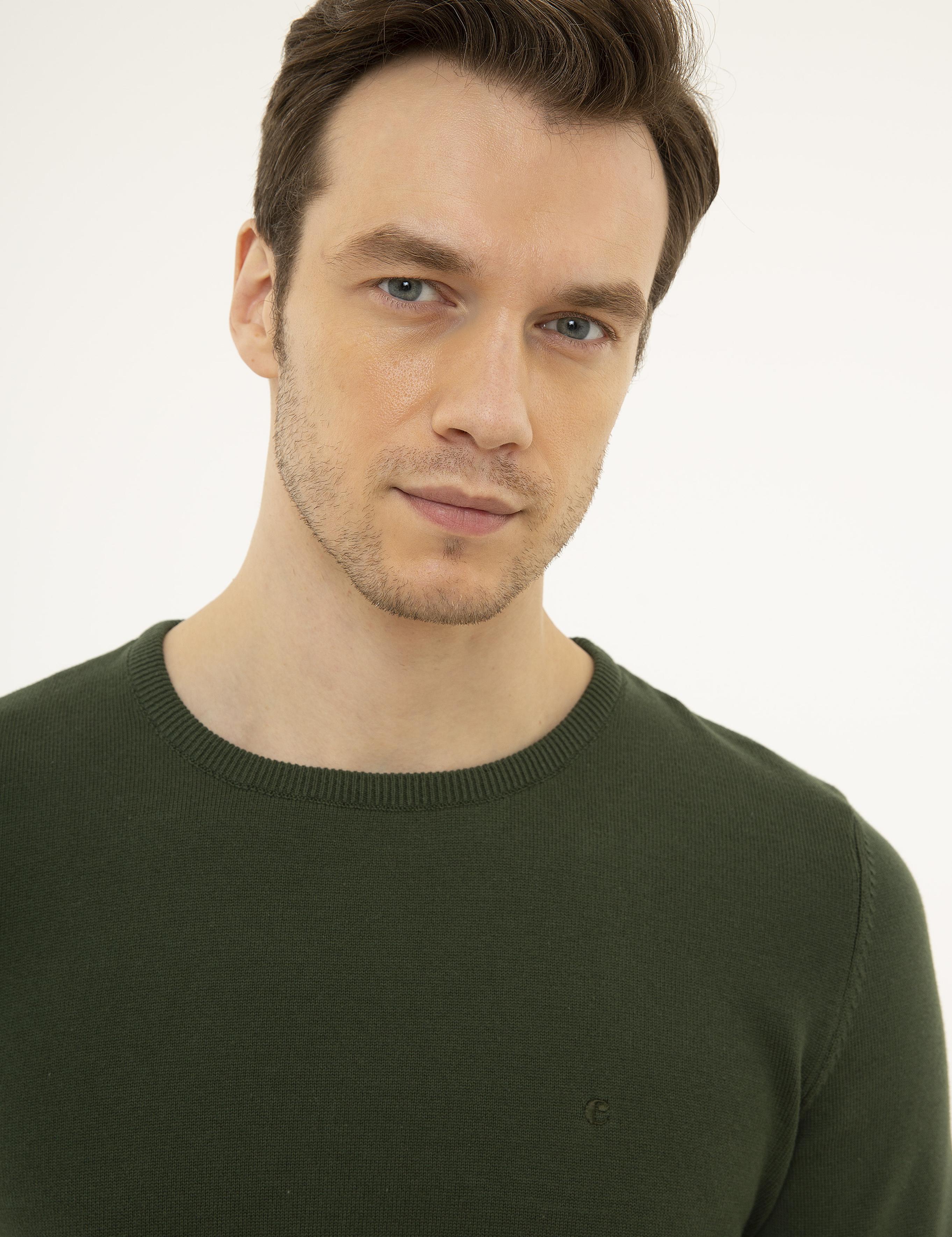 Haki Slim Fit Bisiklet Yaka Basic Triko Kazak - 50229585080