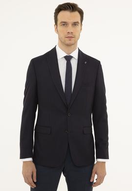 Bordo Slim Fit Çizgili Ceket