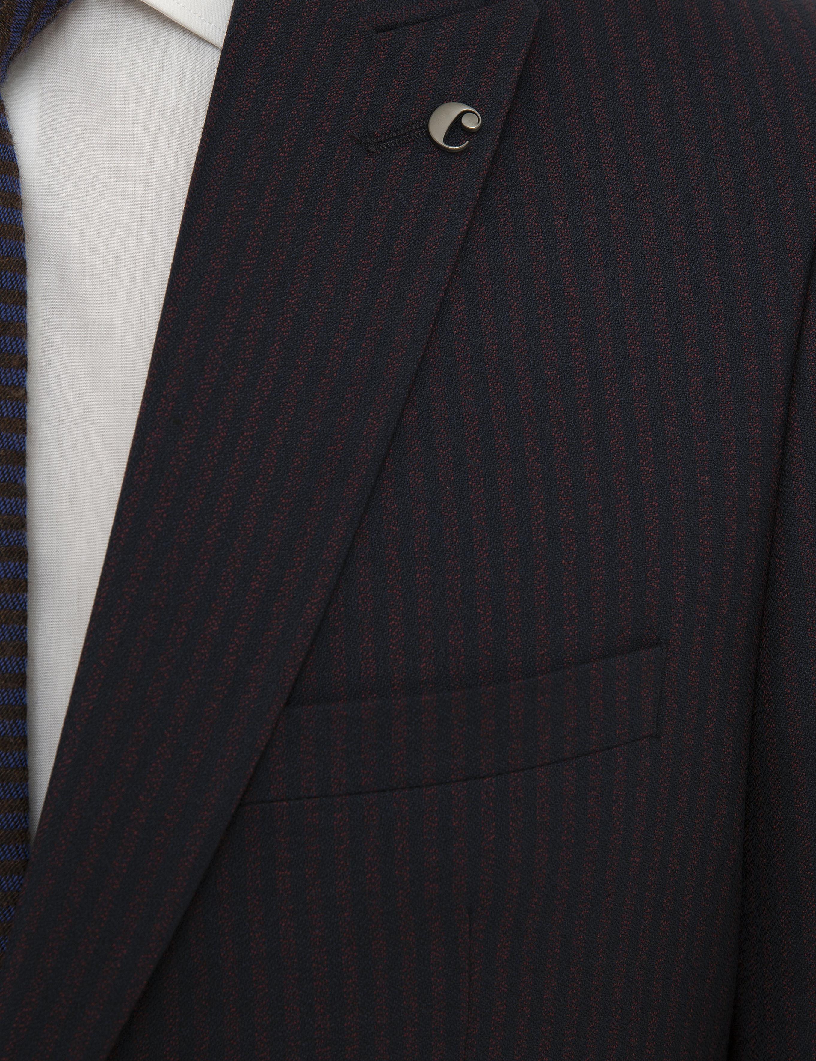 Bordo Slim Fit Çizgili Ceket - 50227594005