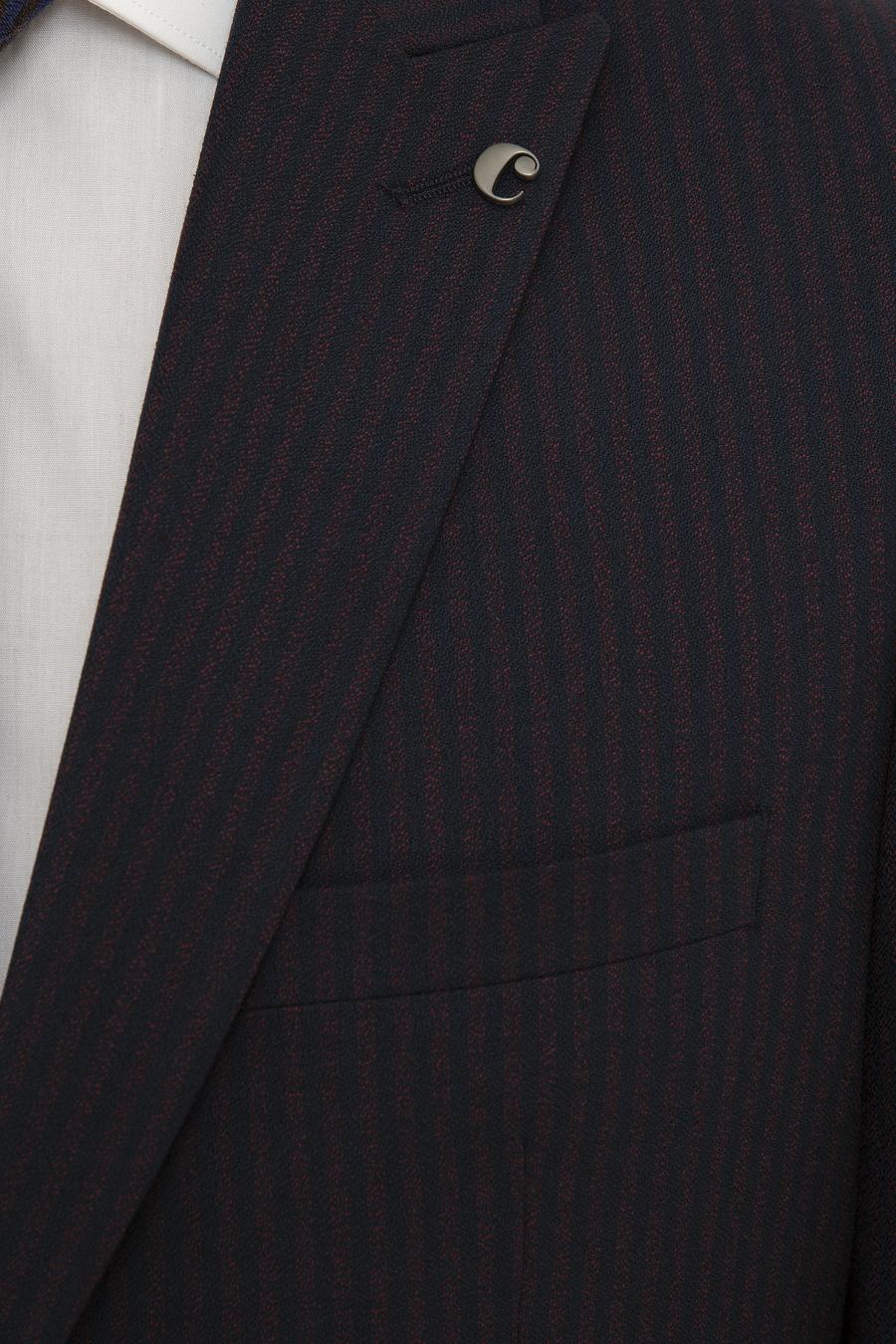 Bordo Slim Fit Çizgili Ceket - 50227594005