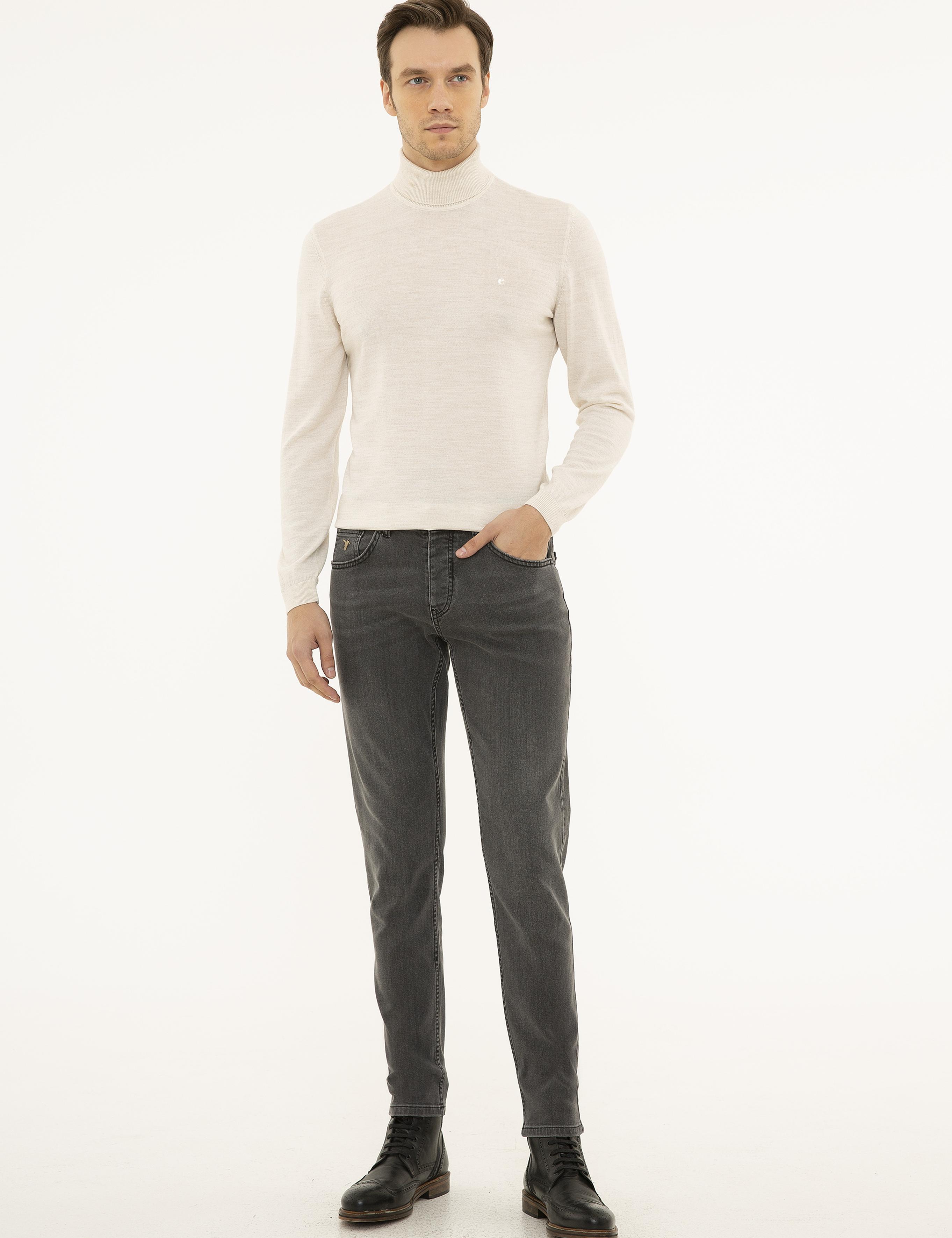 Bej Slim Fit Balıkçı Yaka Basic Triko Kazak - 50227794044