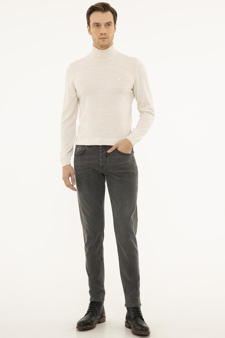 Bej Slim Fit Balıkçı Yaka Basic Triko Kazak - 50227794044