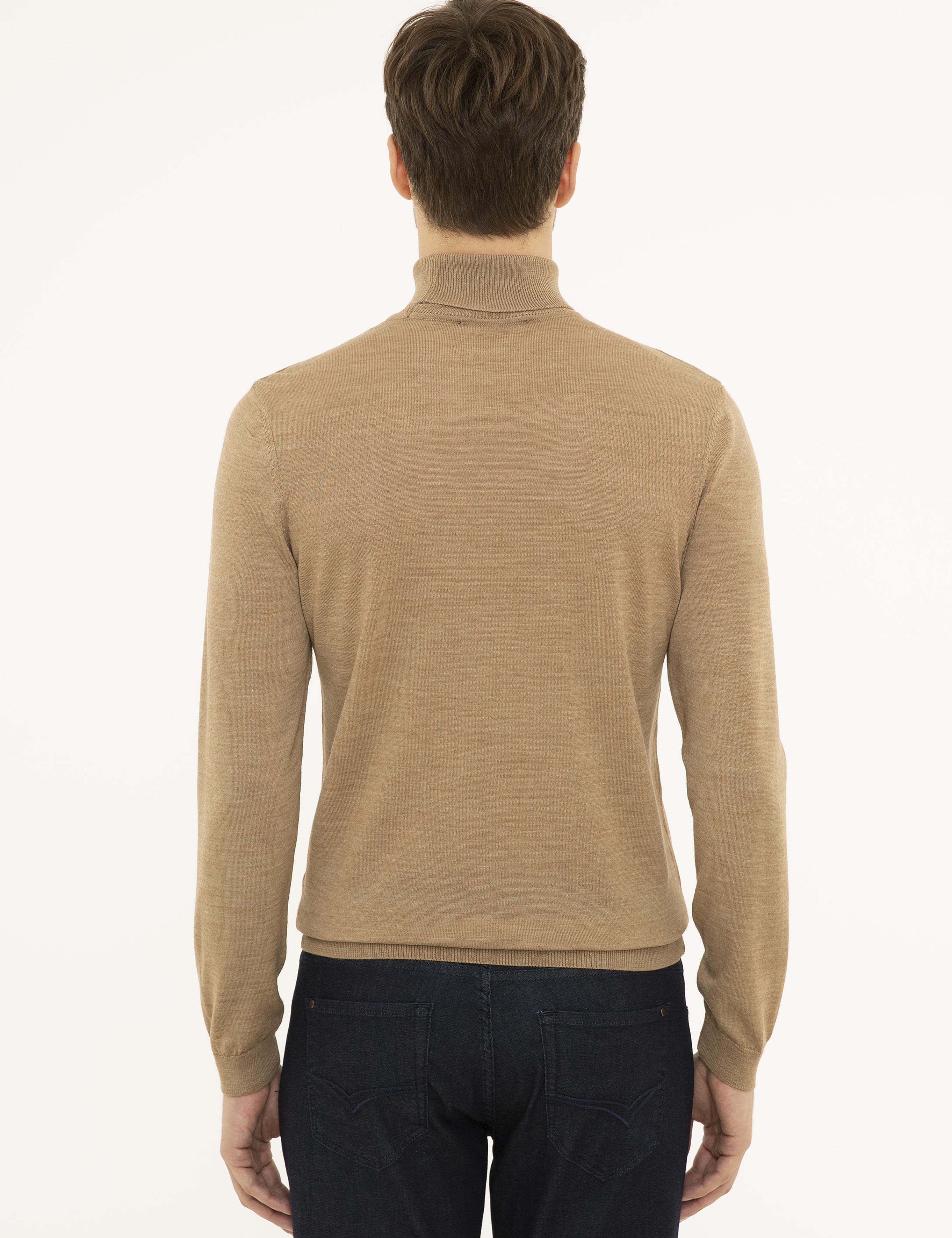 Camel Slim Fit Balıkçı Yaka Basic Triko Kazak - 50227794064