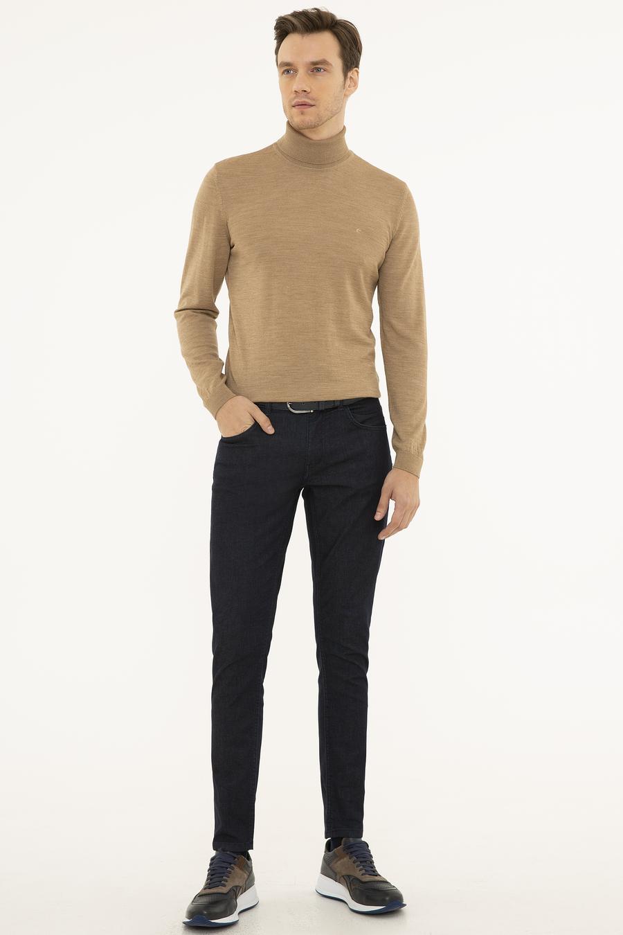 Camel Slim Fit Balıkçı Yaka Basic Triko Kazak - 50227794064