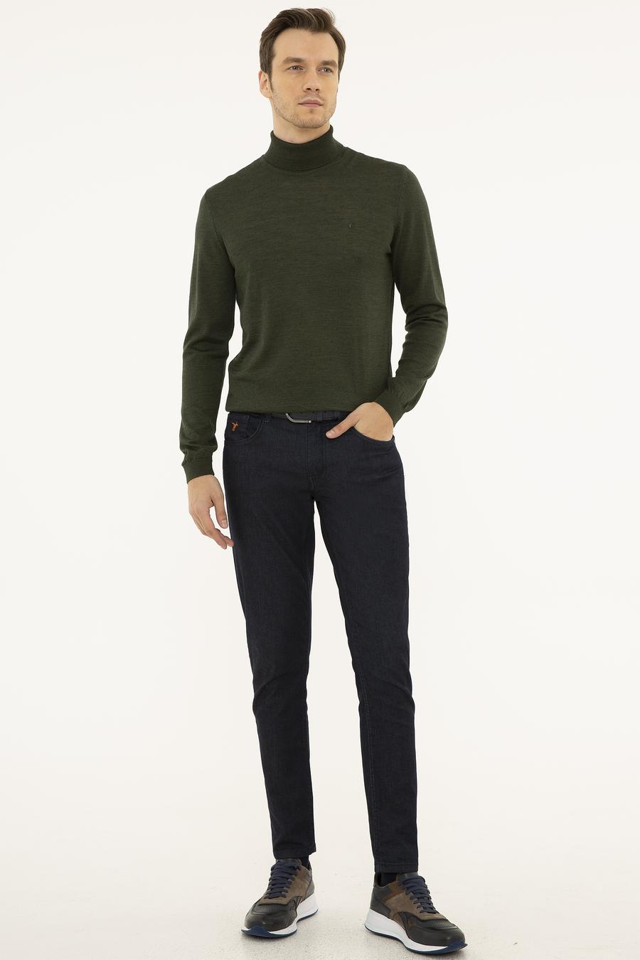 Haki Slim Fit Balıkçı Yaka Basic Triko Kazak - 50227794074