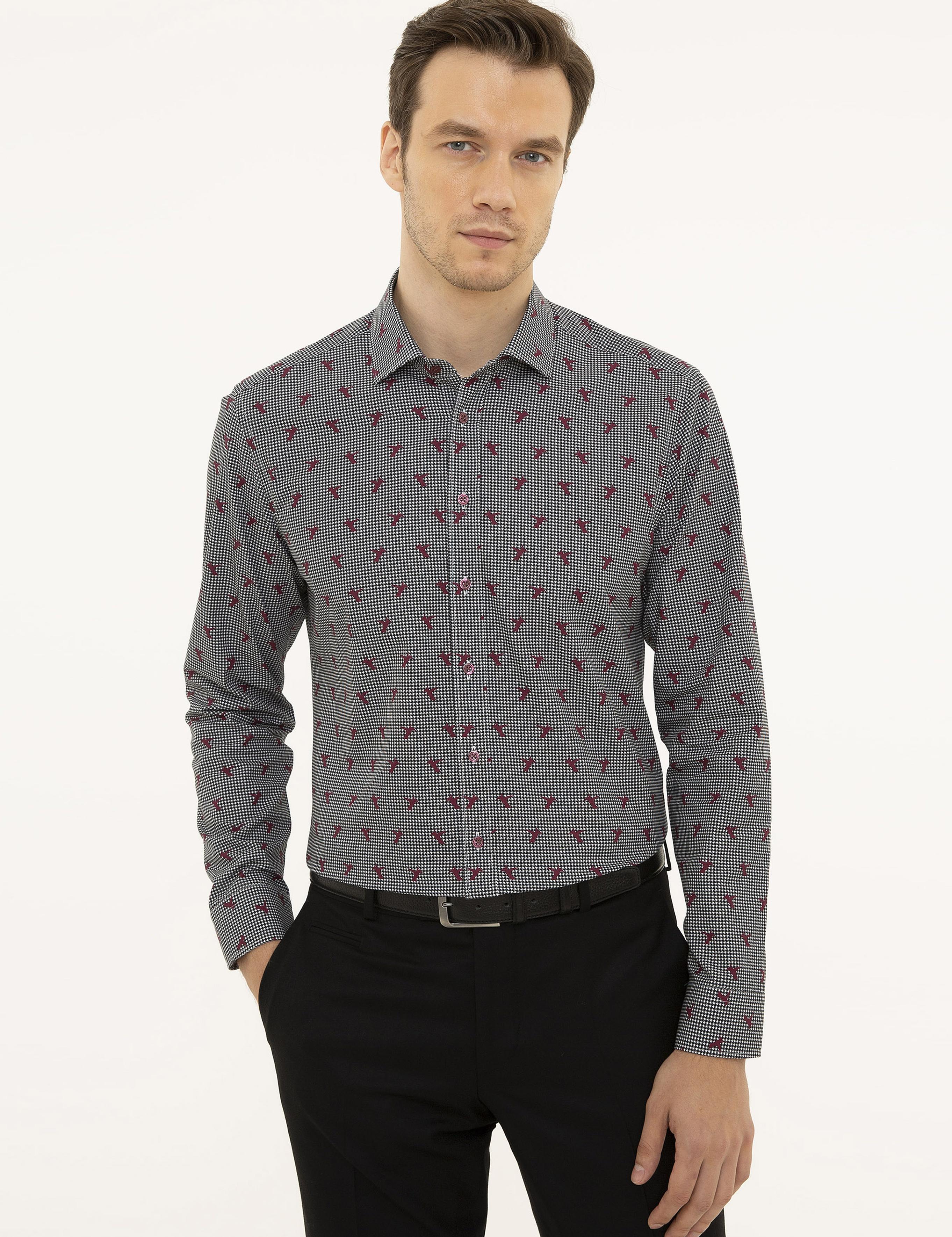 Siyah Slim Fit Uzun Kollu Gömlek - 50227487022