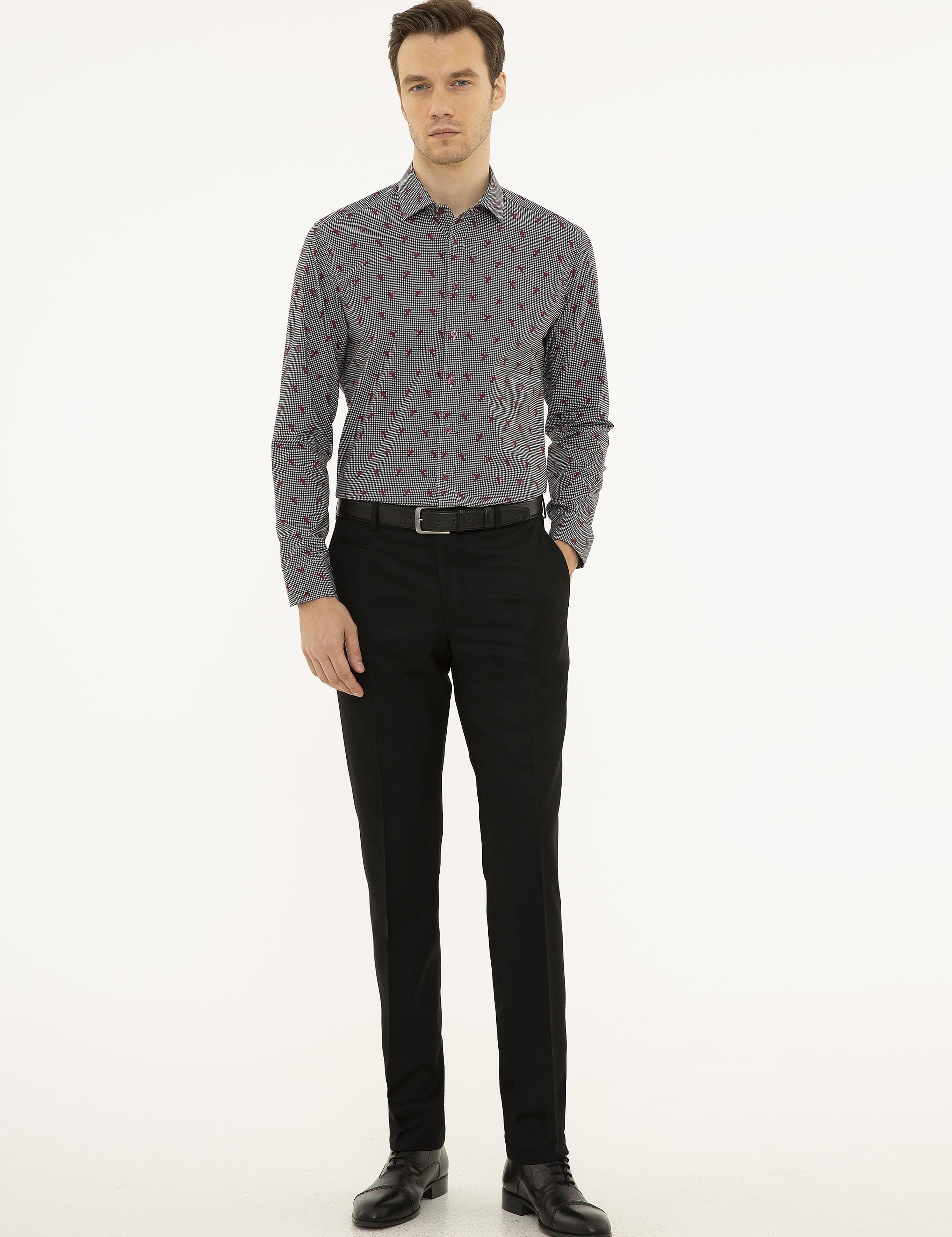 Siyah Slim Fit Uzun Kollu Gömlek - 50227487022