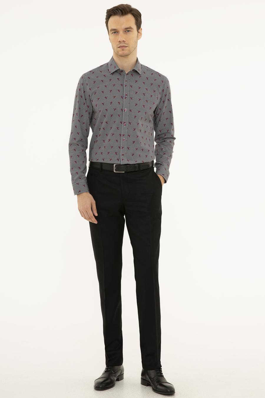 Siyah Slim Fit Uzun Kollu Gömlek - 50227487022