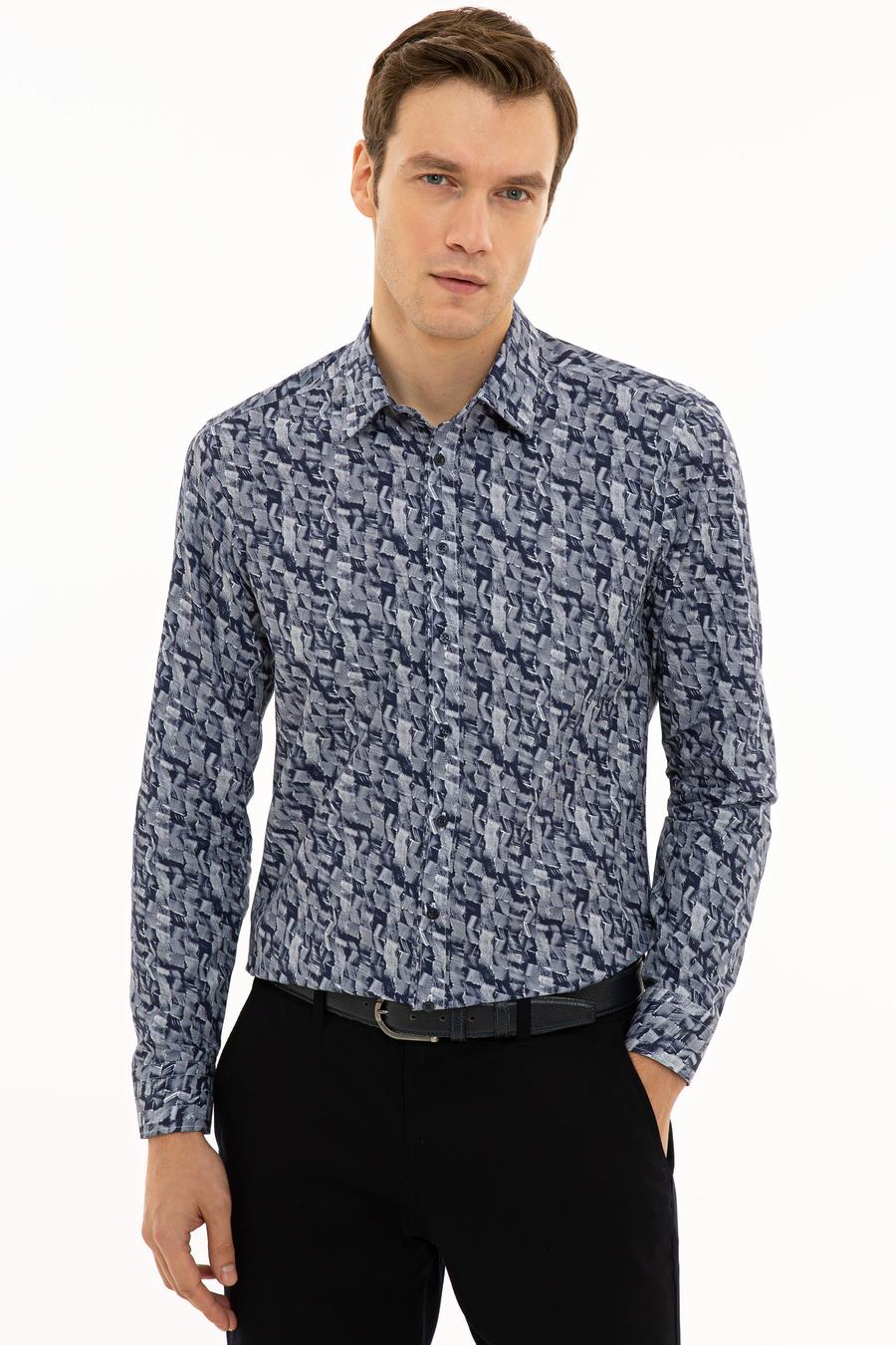 Lacivert Slim Fit Uzun Kollu Gömlek - 50227308004