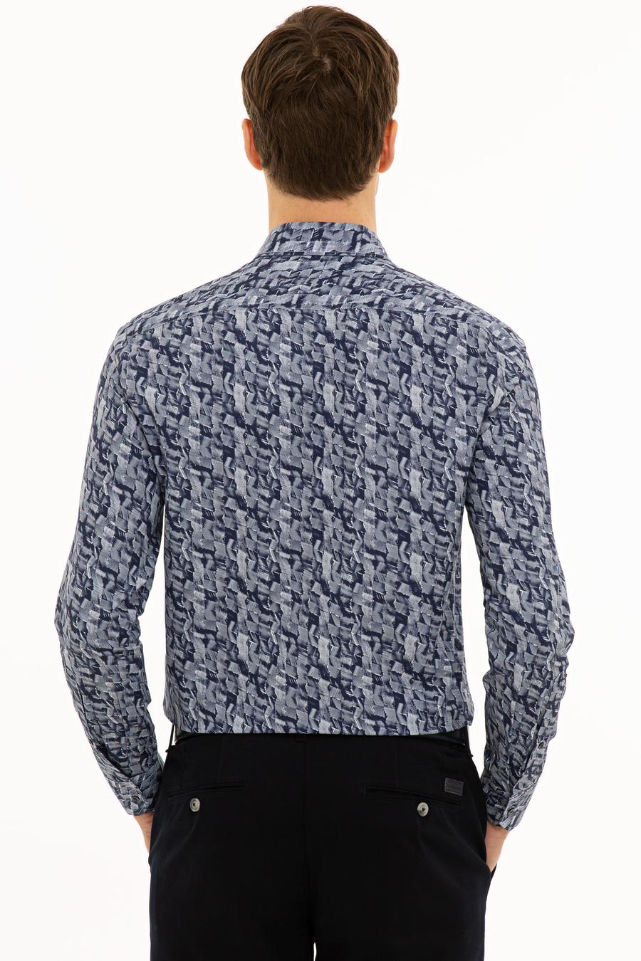 Lacivert Slim Fit Uzun Kollu Gömlek - 50227308004