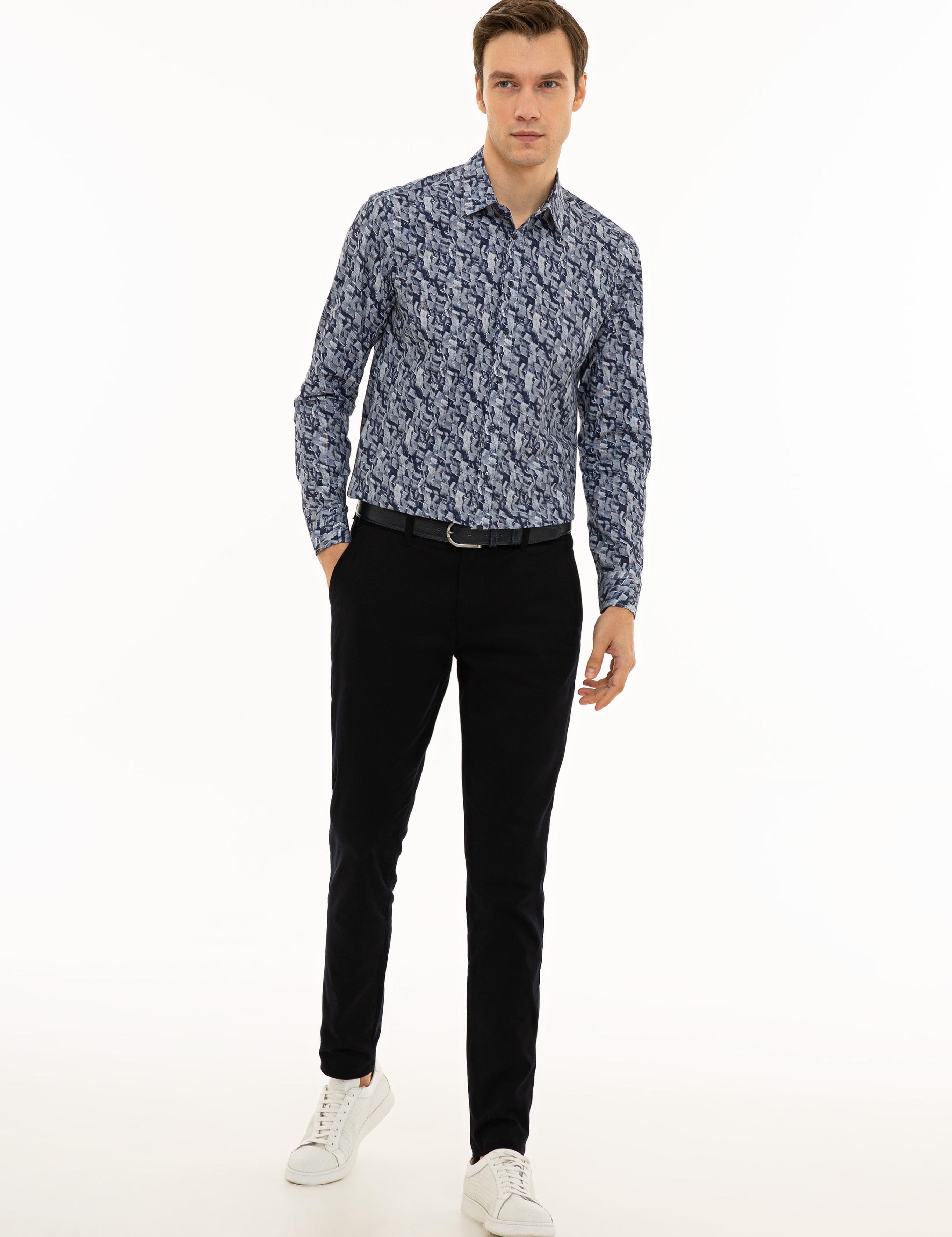 Lacivert Slim Fit Uzun Kollu Gömlek - 50227308004