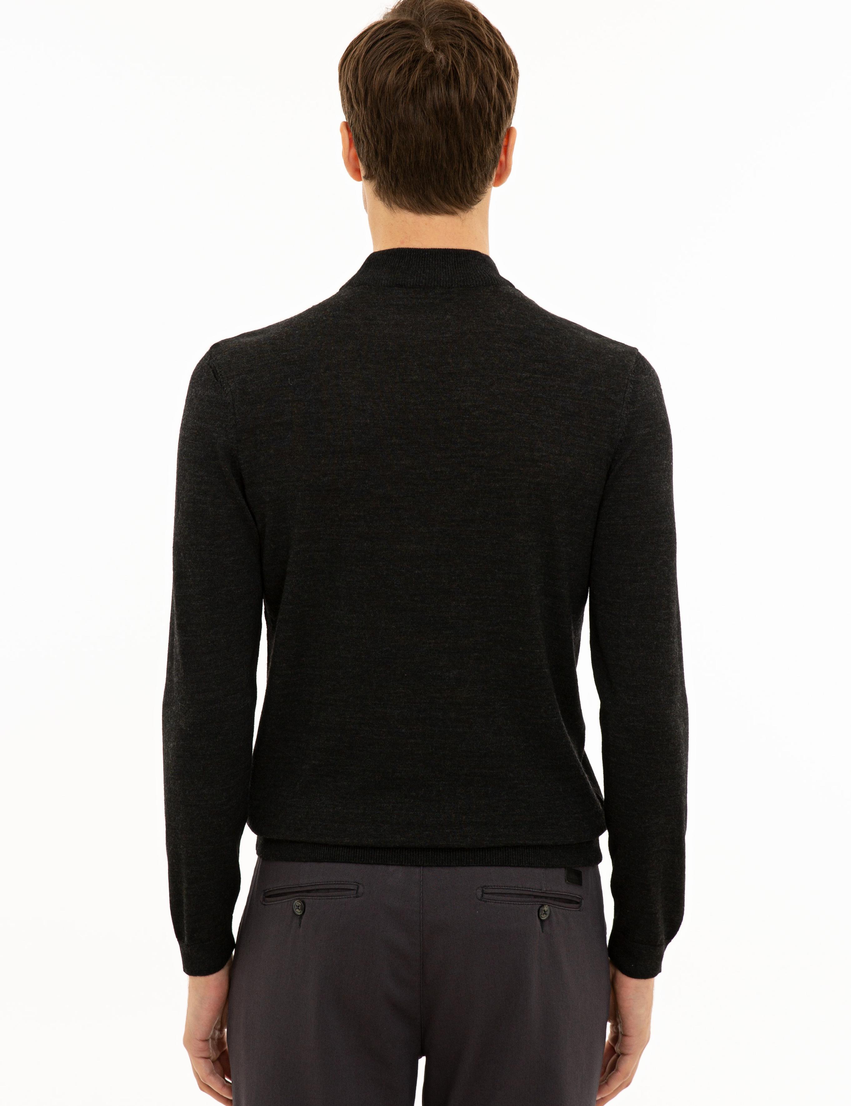 Antrasit Slim Fit Çeyrek Balıkçı Yaka Basic Triko Kazak - 50227576025
