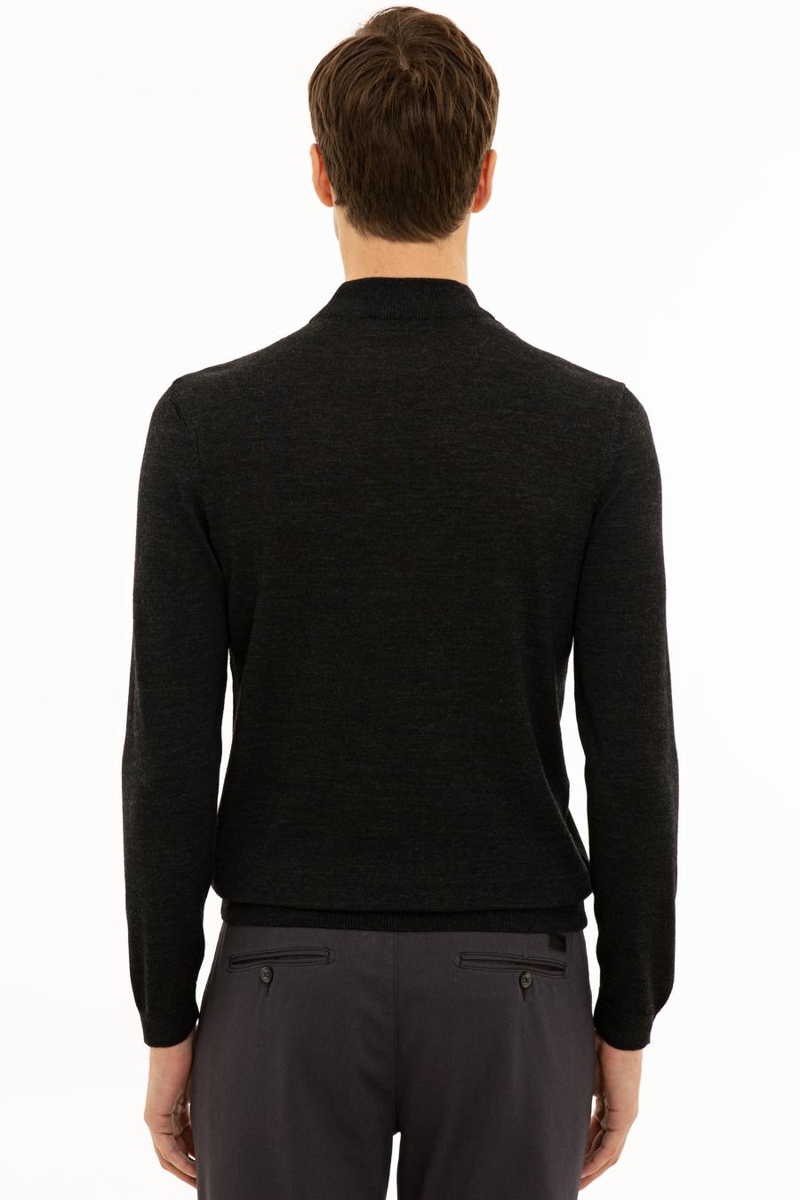 Antrasit Slim Fit Çeyrek Balıkçı Yaka Basic Triko Kazak - 50227576025