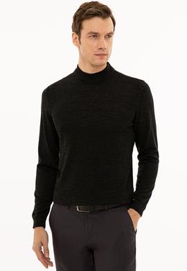 Antrasit Slim Fit Çeyrek Balıkçı Yaka Basic Triko Kazak