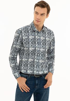 İndigo Slim Fit Uzun Kollu Gömlek