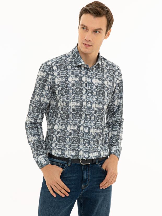 İndigo Slim Fit Uzun Kollu Gömlek