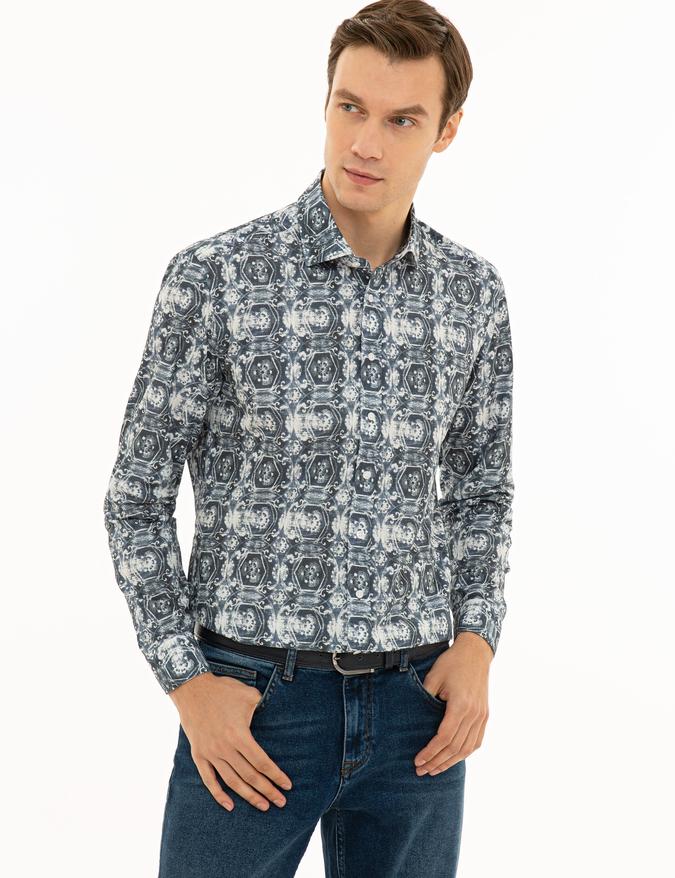 İndigo Slim Fit Uzun Kollu Gömlek