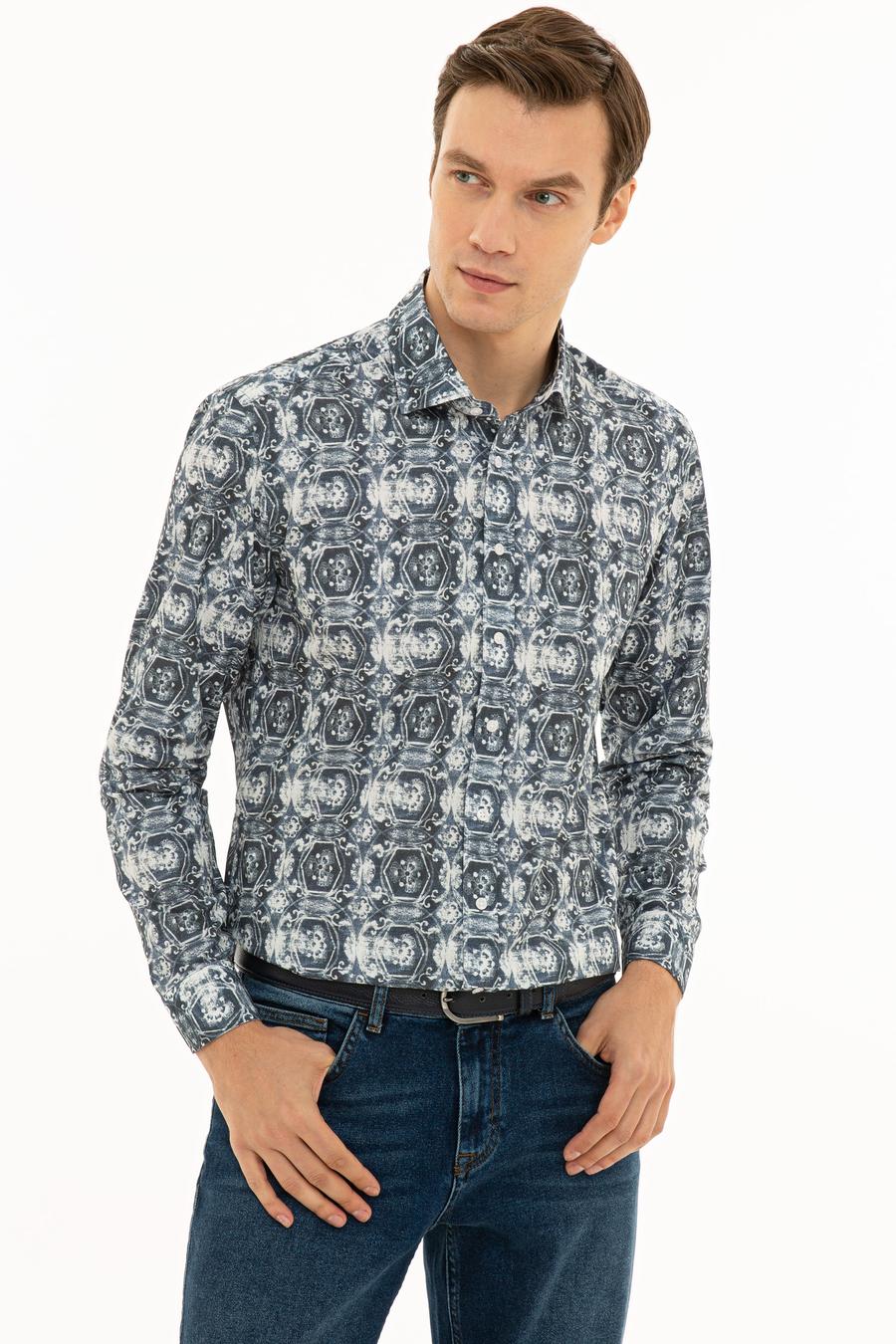 İndigo Slim Fit Uzun Kollu Gömlek - 50227935063