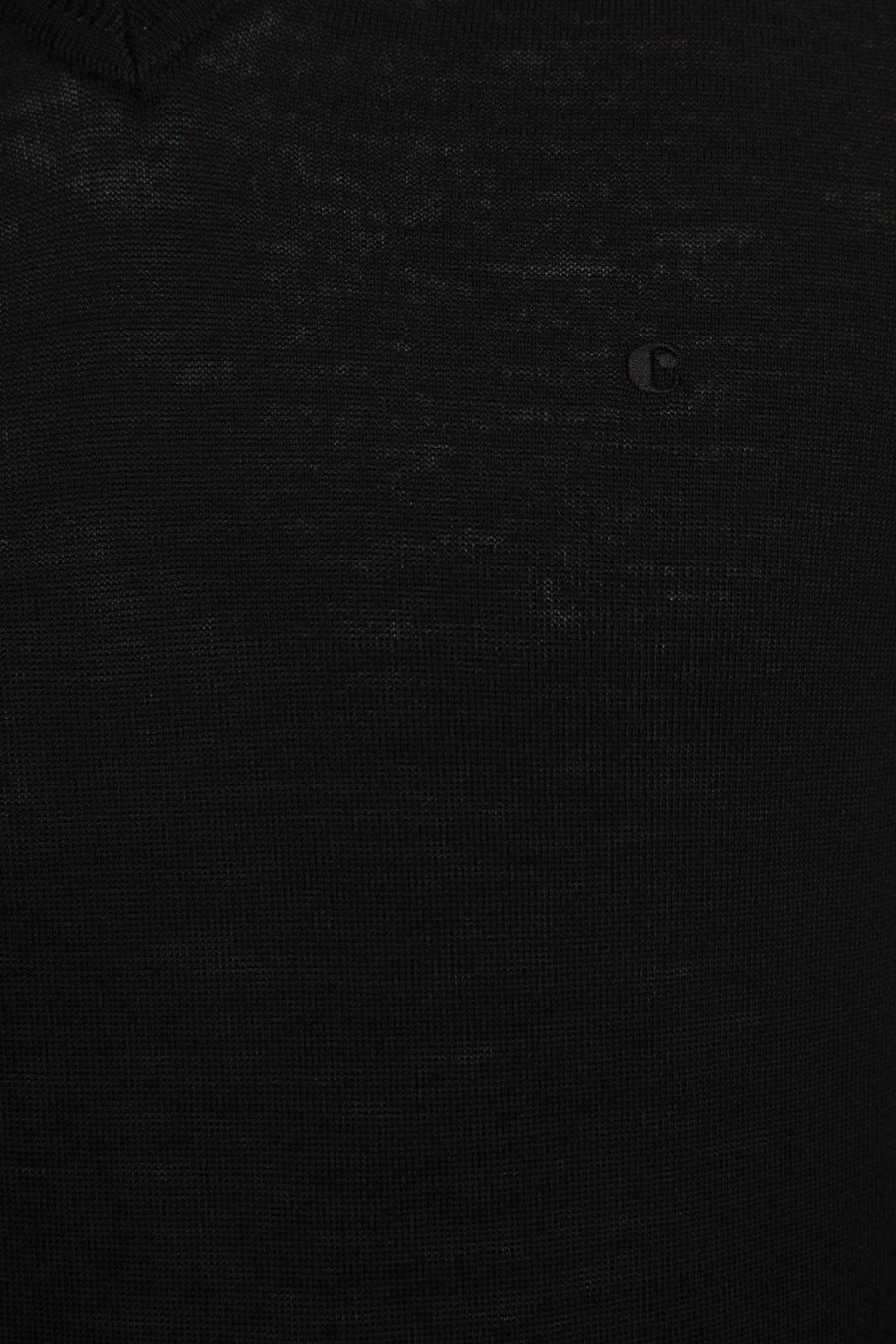Siyah Slim Fit V Yaka Basic Triko Kazak - 50229755005